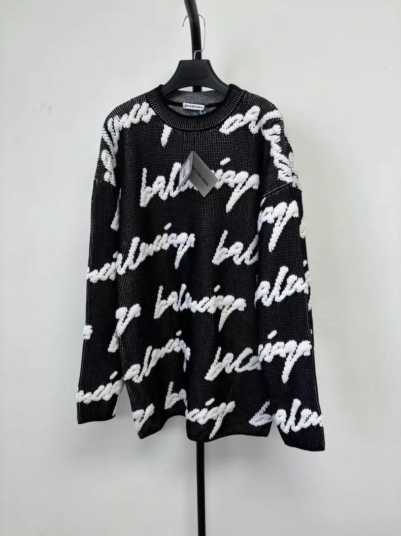 Balenciaga Balenciaga Logo Printed Crew Neck Pullover Long Sleeve Swe Size US M / EU 48-50 / 2 - 1 Thumbnail