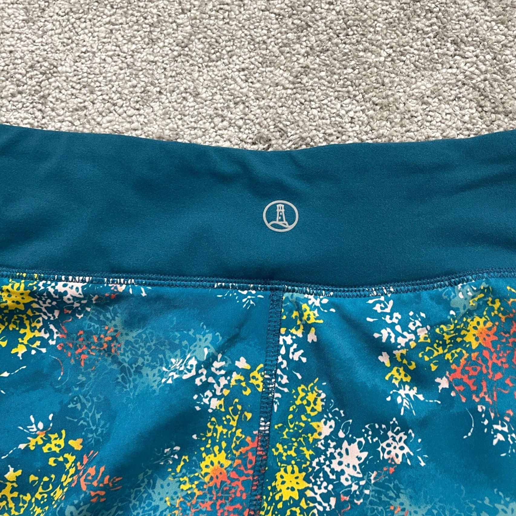 Lands' End Lands' End Active Shorts Women Large Teal Blue Patterned Lined High Rise Biker Womens Size 36" / US 14 / IT 50 - 5 Thumbnail