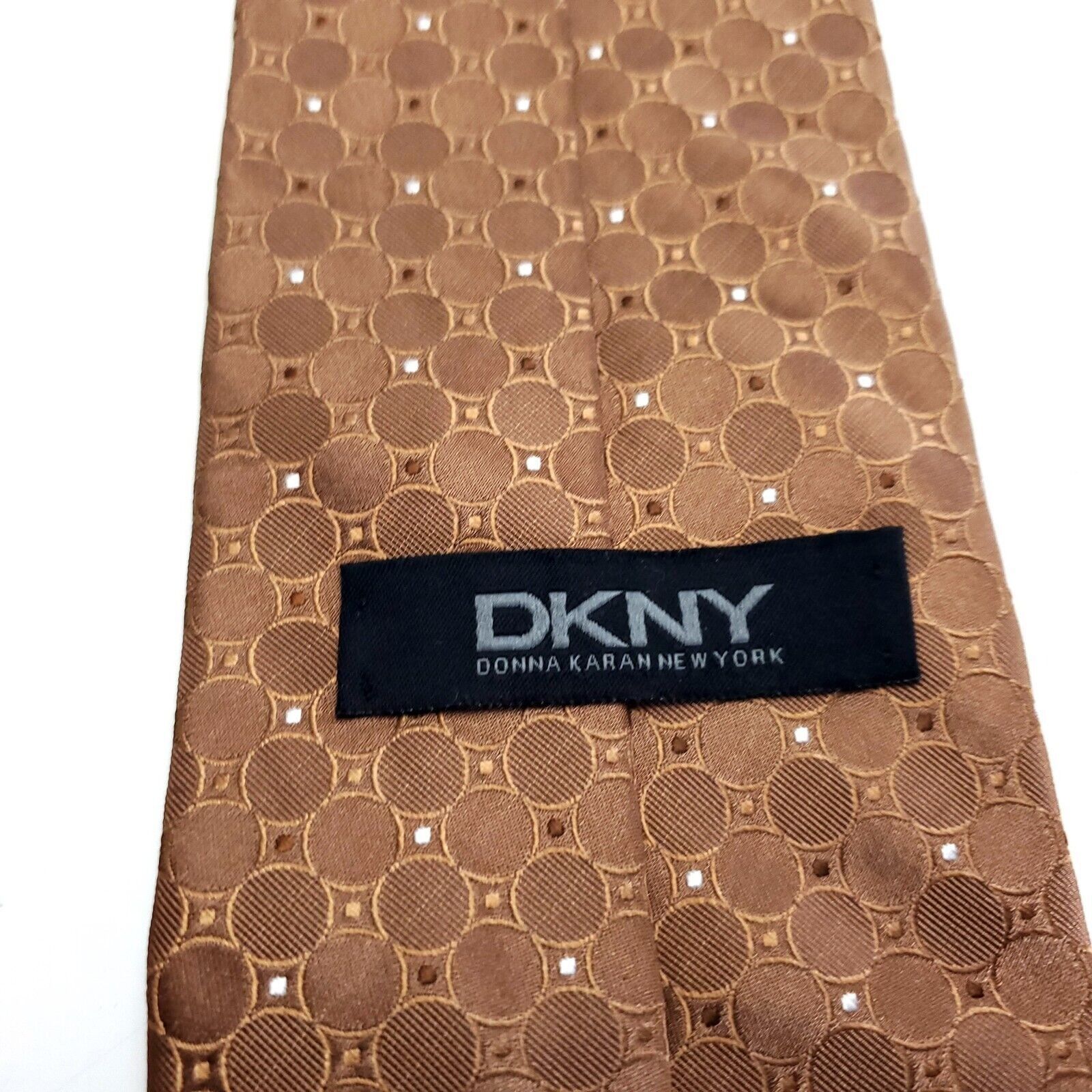 DKNY Dkny Brown Geometric Woven Silk Tie Size ONE SIZE - 3 Thumbnail