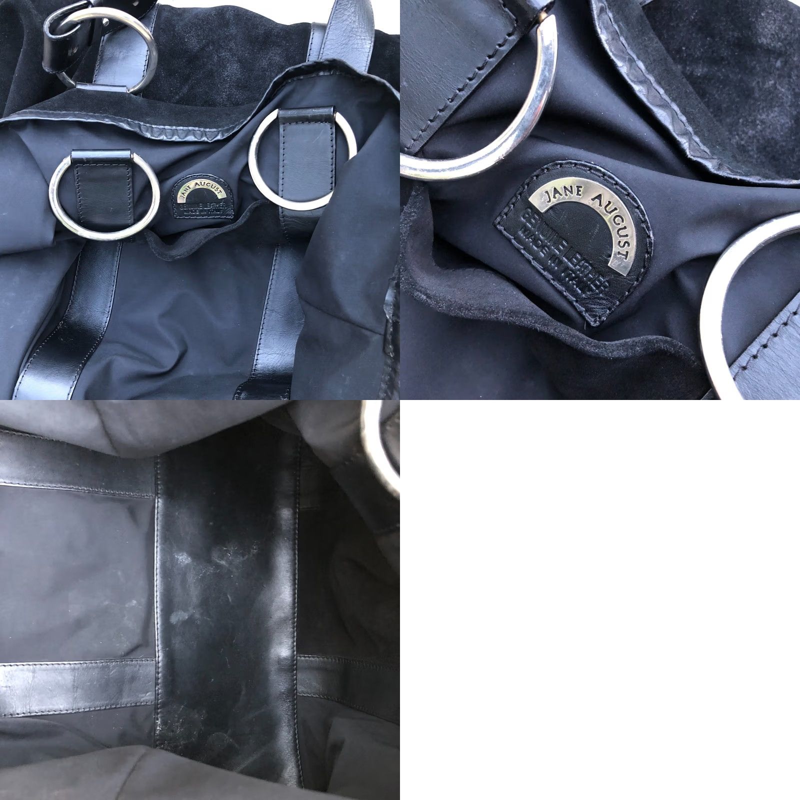 Vintage JANE AUGUST Designer Purse Shoulder Hand Bag Black Leather Suede Large Size ONE SIZE - 8 Thumbnail
