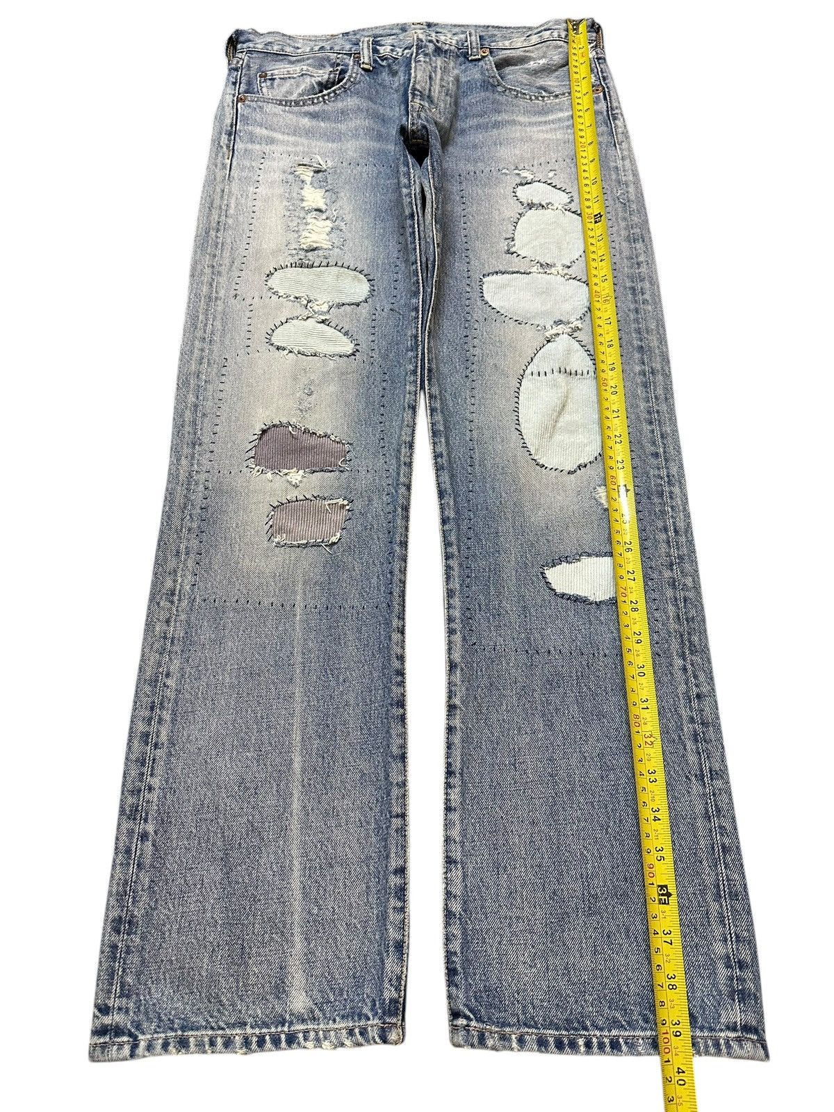 Japanese Brand Vintage Japanese Brand Faded Wash Distressed Patch Jeans Size US 32 / EU 48 - 12 Thumbnail