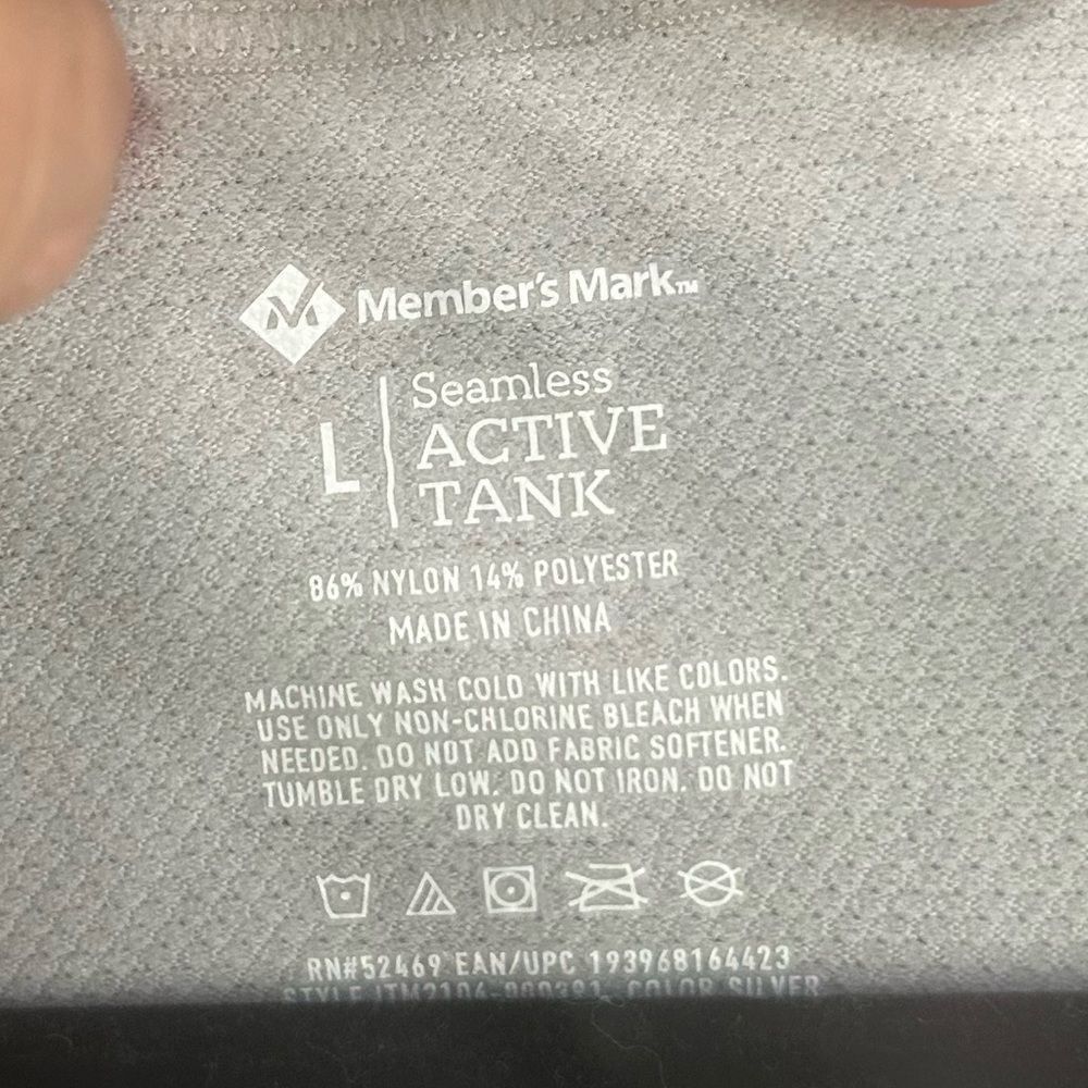 Members Only Member's Mark Light Grey Racerback Seamless Active Tank Top Size L / US 10 / IT 46 - 3 Thumbnail