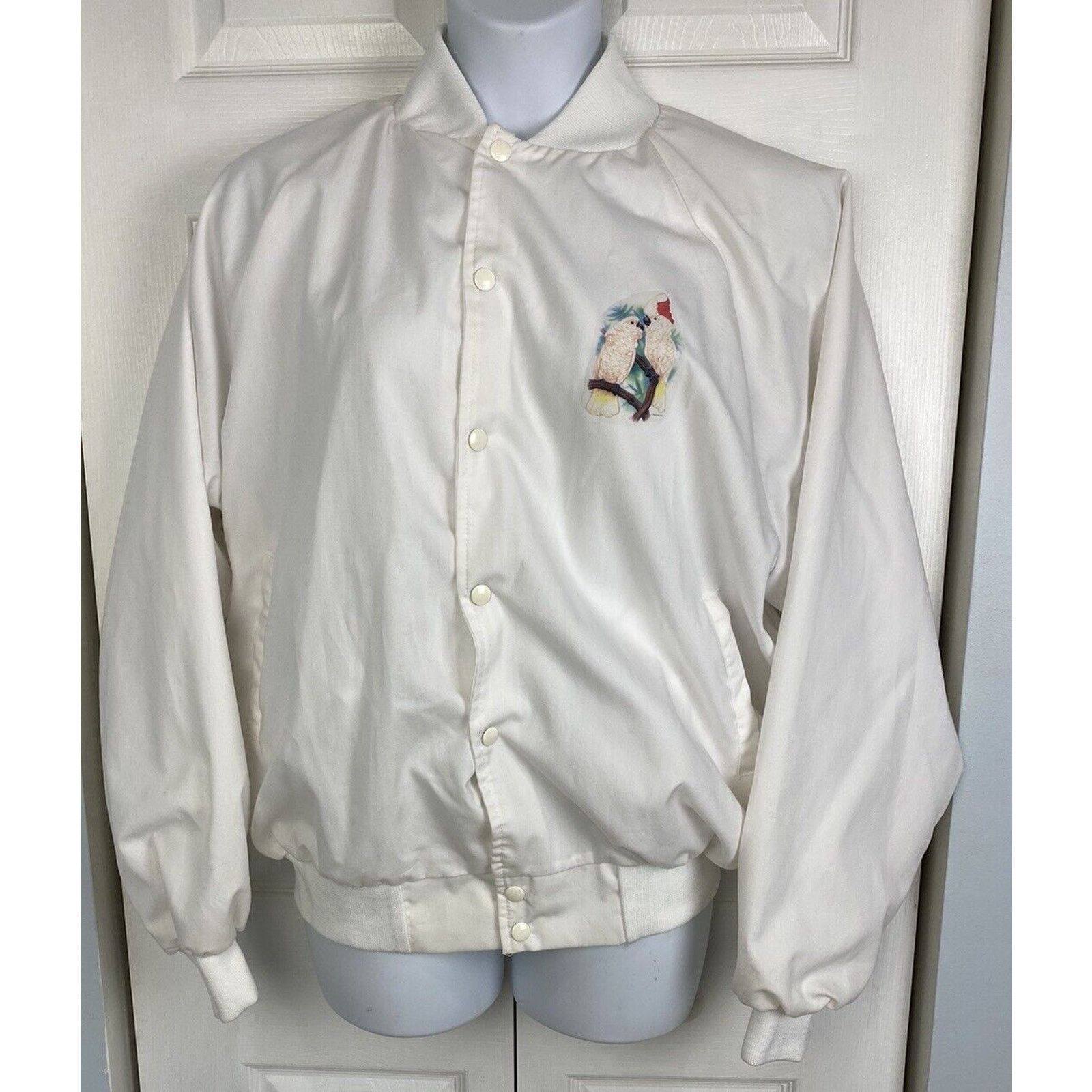 Auburn Sportswear VTG Auburn White Snap Button Jacket Cockatoo Bird Tropical Size US XL / EU 56 / 4 - 1 Thumbnail