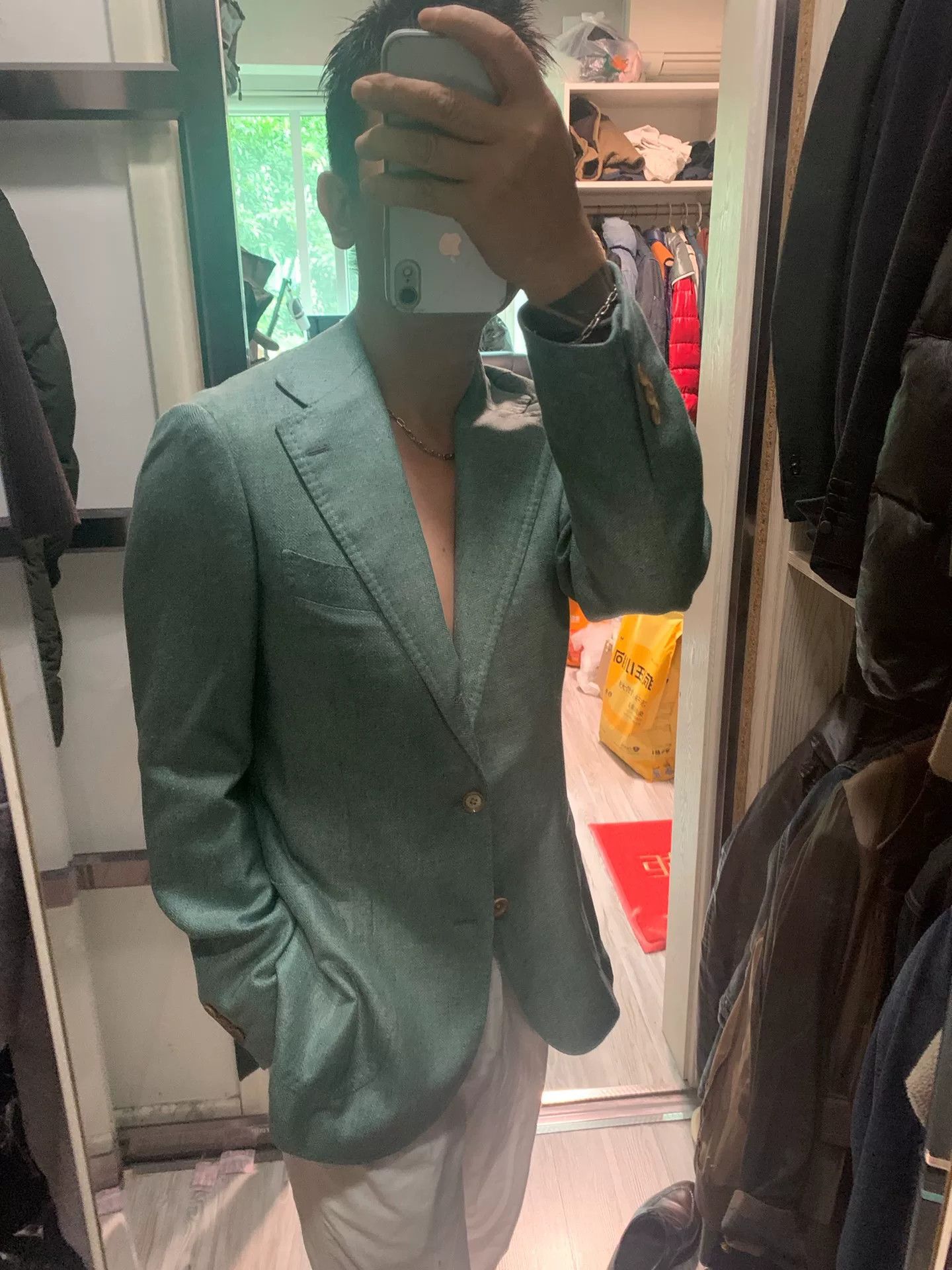 Ring Jacket elegant light green silk suit jacket Size US L / EU 52-54 / 3 - 1 Thumbnail