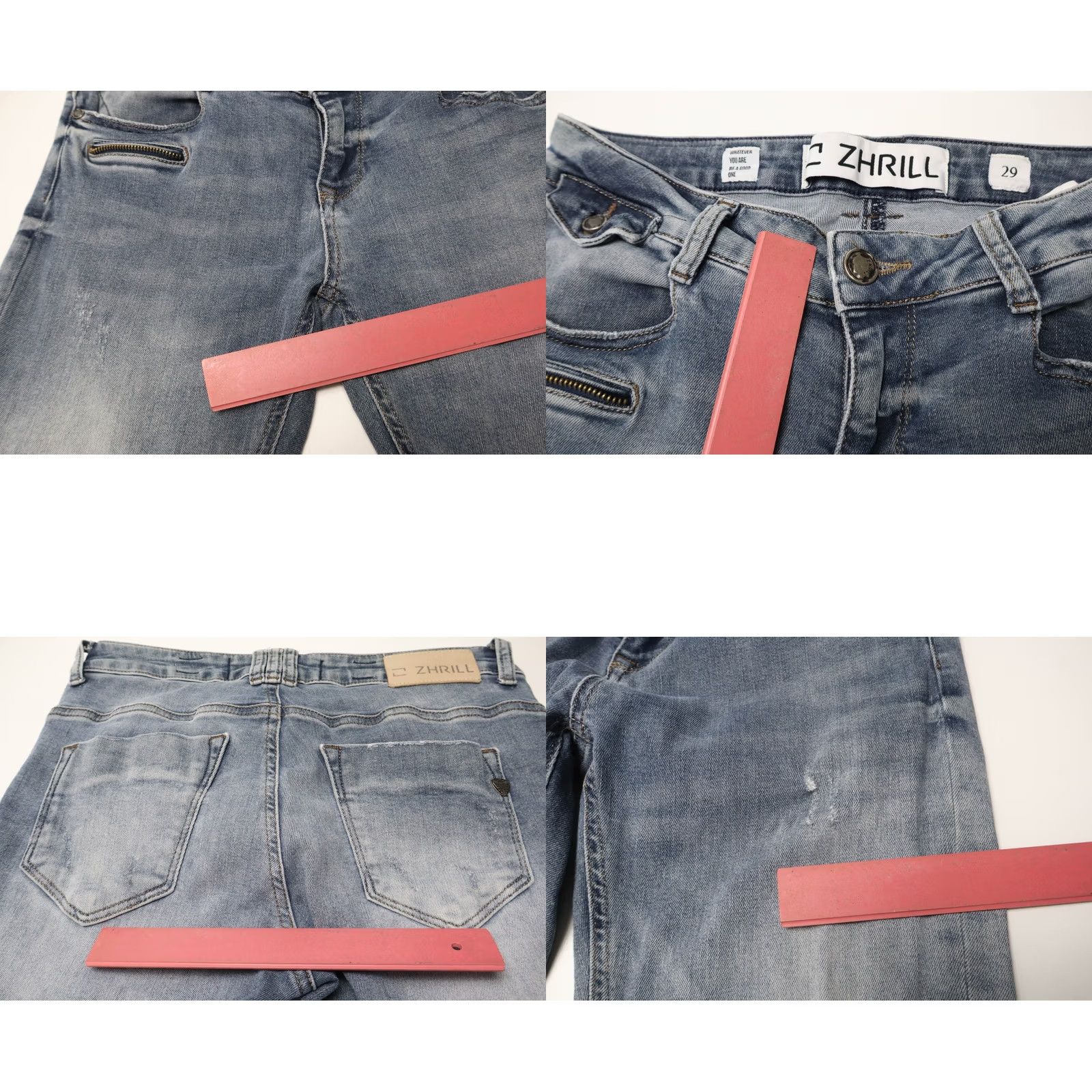 Denime ZHRILL Jeans Women's W29 Blue Denim Faded Whiskers Zip Fly Stretched Slim Fit Size 29" - 8 Thumbnail