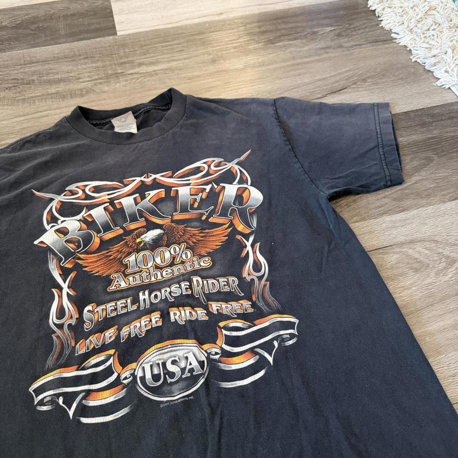 Other Vintage bike steel horse rider live free ride free t shirt M Size US M / EU 48-50 / 2 - 1 Thumbnail