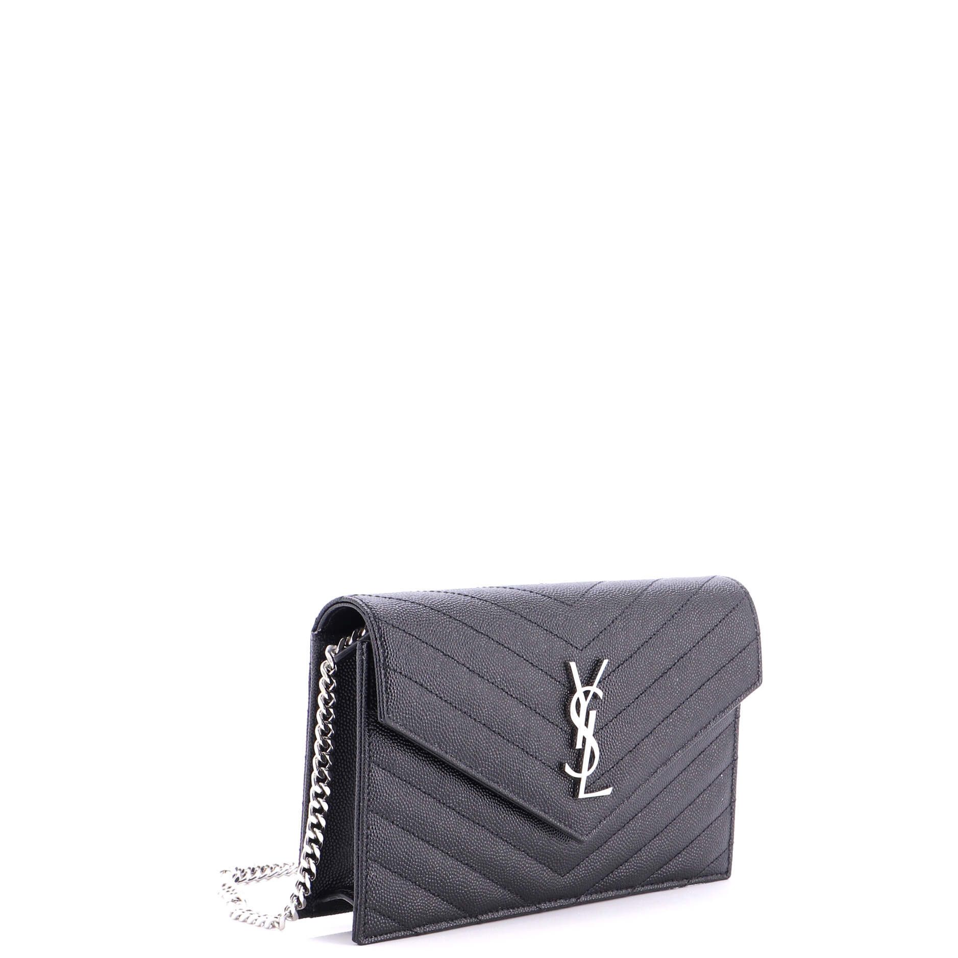 Saint Laurent Paris Classic Monogram Wallet on Chain Matelasse Chevron Leather Small Size ONE SIZE - 1 Thumbnail
