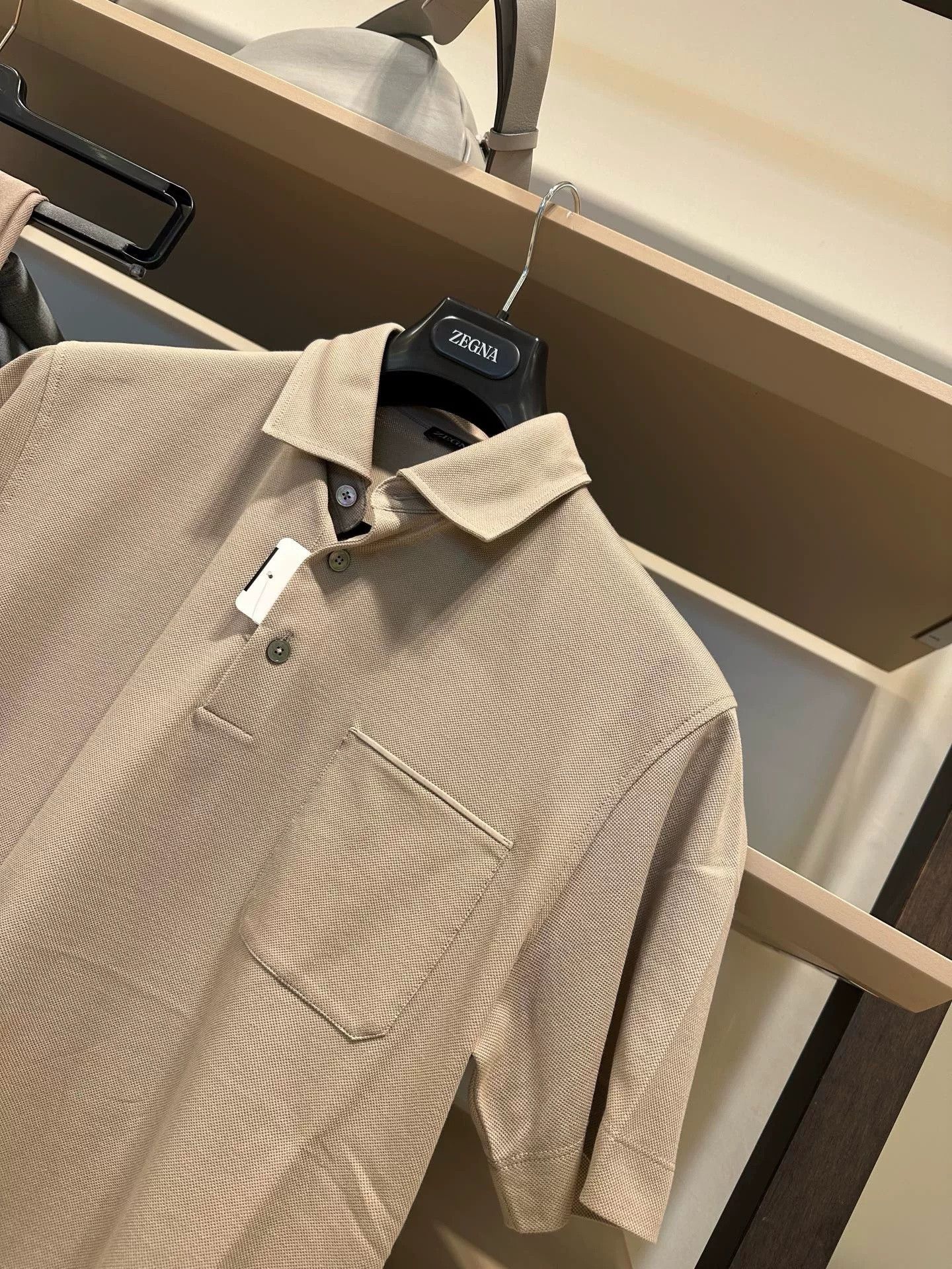 Ermenegildo Zegna Zegna Beige Men’s Polo Shirt Size US M / EU 48-50 / 2 - 2 Thumbnail