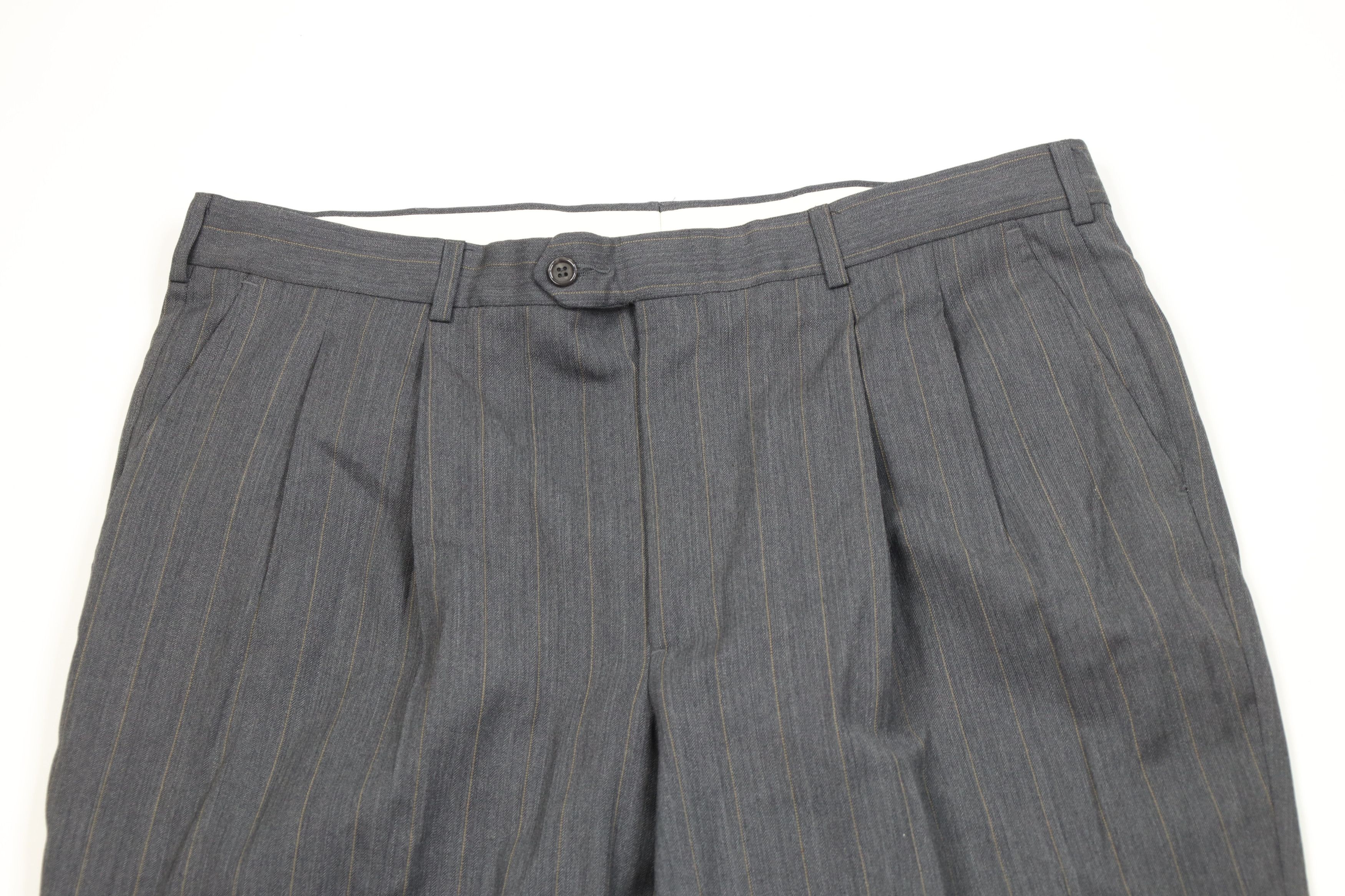 Vintage Vintage 90s Streetwear Wool Striped Wide Leg Chino Pants Size US 38 / EU 54 - 2 Thumbnail