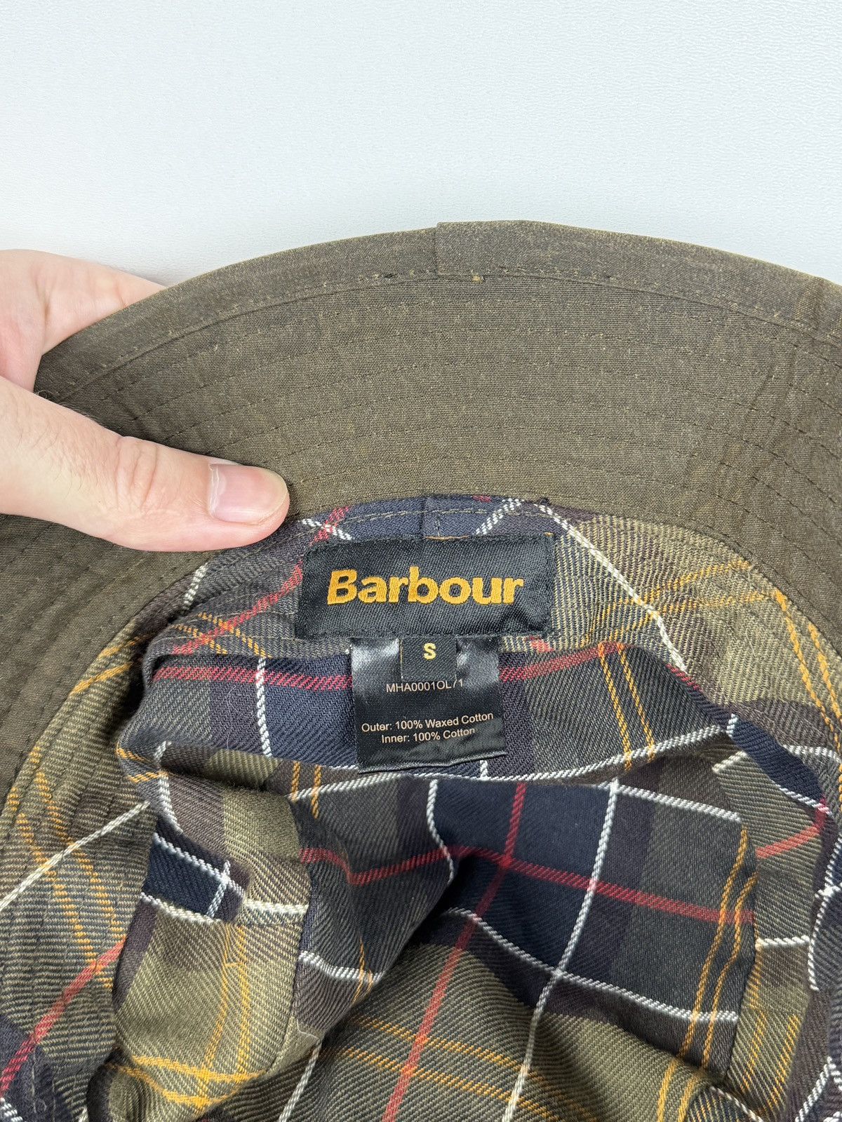Barbour Men’s Barbour Wax Bucket Hat Olive Green Waxed Cotton Size S Size 30 - 5 Thumbnail