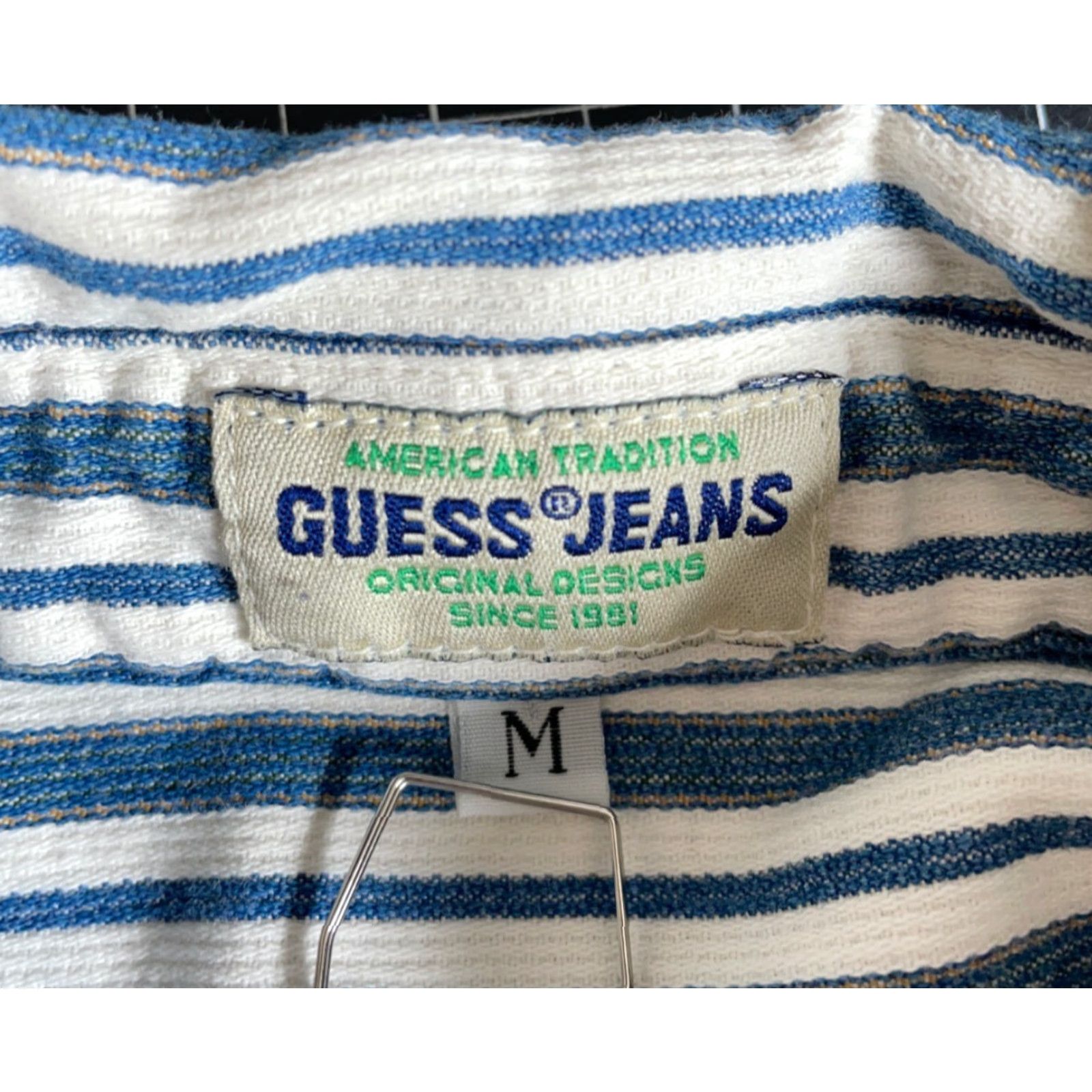 Guess VINTAGE GUESS Jeans Striped Long Sleeve Shirt Men's Medium Blue White Button-Down Collar 90s Casual USA Tag Mens Size US M / EU 48-50 / 2 - 3 Thumbnail
