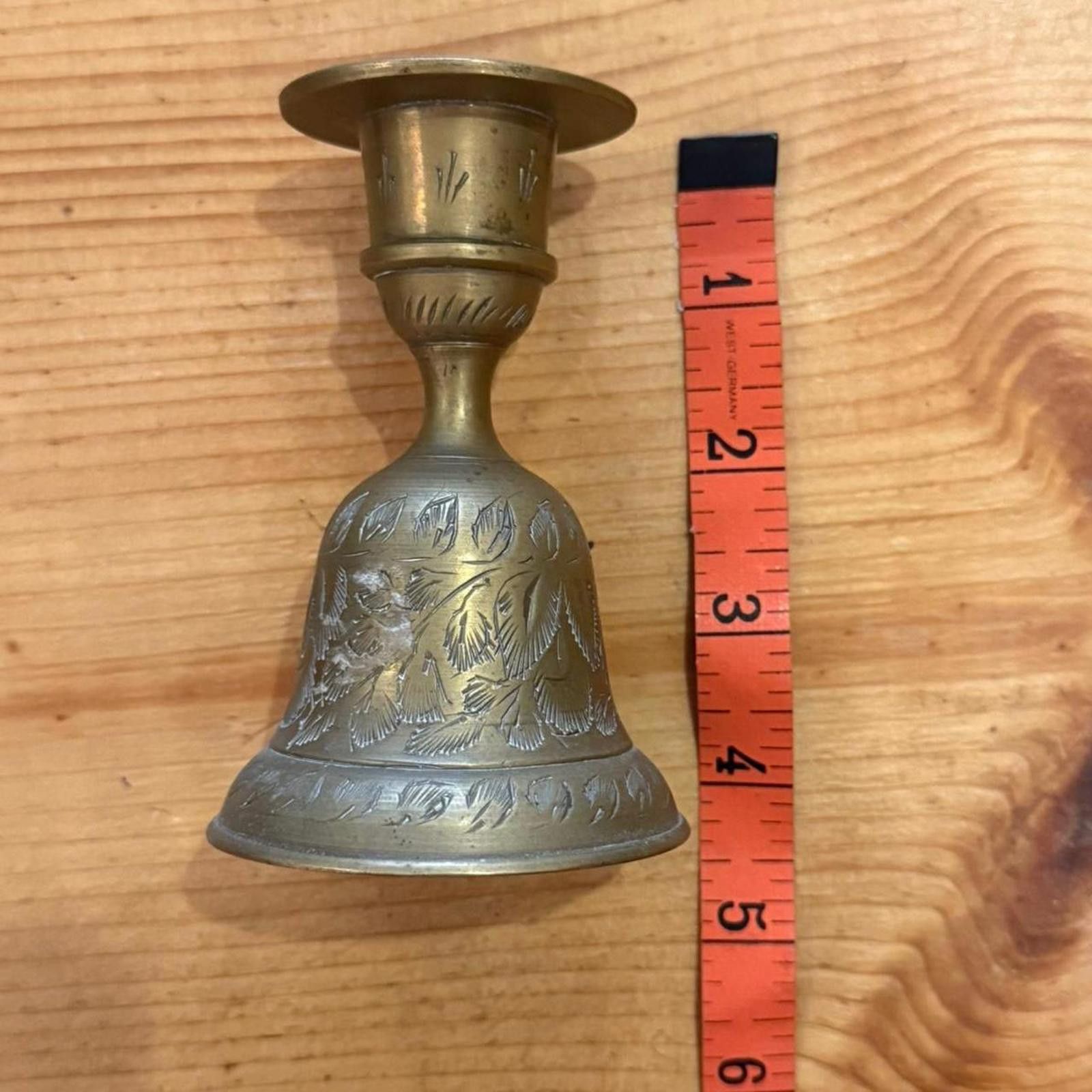 Other Engraved Brass Bell Candlestick Holder Size ONE SIZE - 4 Thumbnail