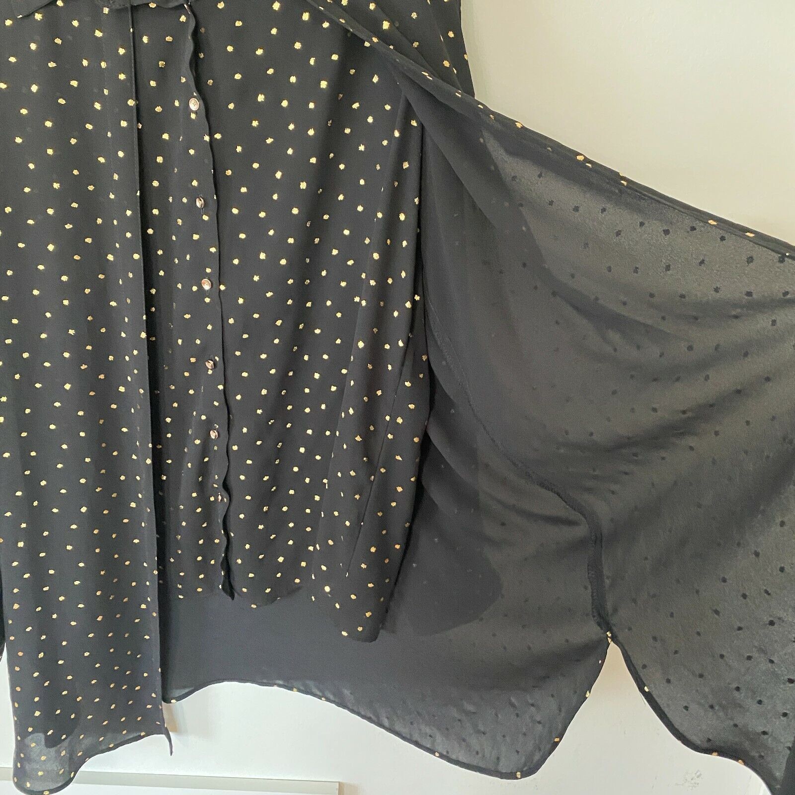 Other Cartise Black Gold Polka Dot Button Shirt Front Overlay 14 Size XL / US 12-14 / IT 48-50 - 9 Thumbnail