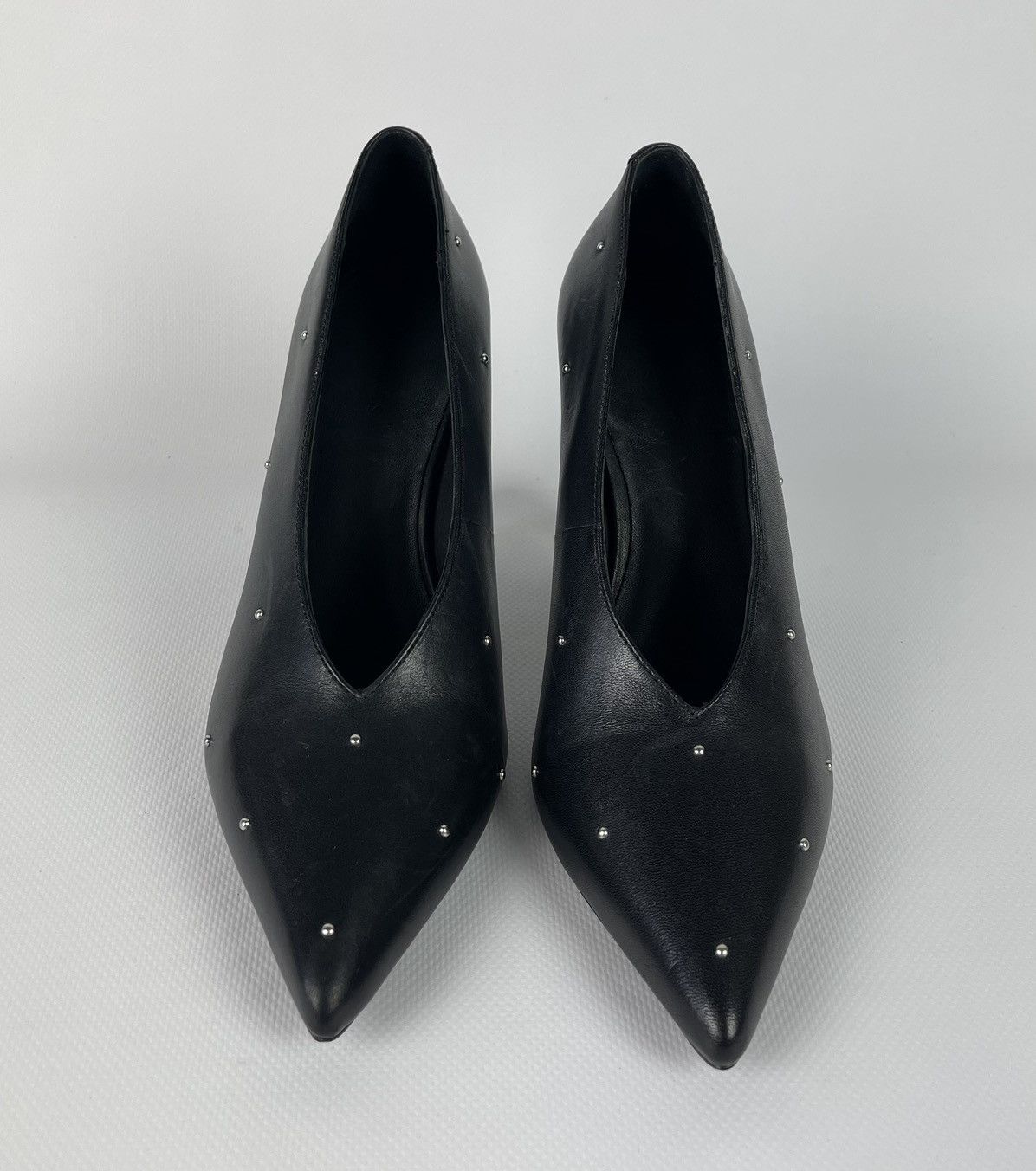 Designer ALLSAINTS Adrianna Court Shoes Platform Heels Leather Black Size US 7 / IT 37 - 3 Thumbnail