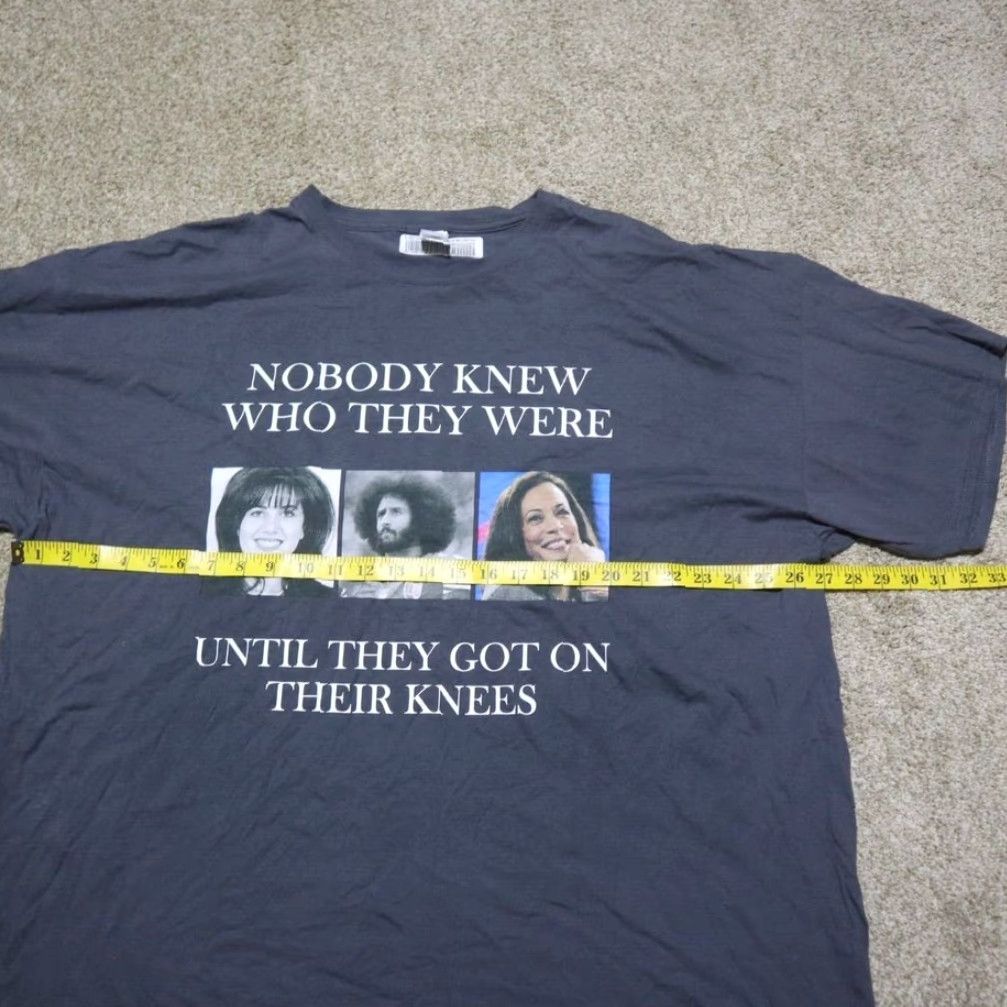 Vintage Nobody Knew Who They Were Until They Got On Their Knees T-Shirt Adult 2XL Gray Mens Vintage Handmade Cotton Short Sleeve Crew Neck Size US XXL / EU 58 / 5 - 4 Thumbnail