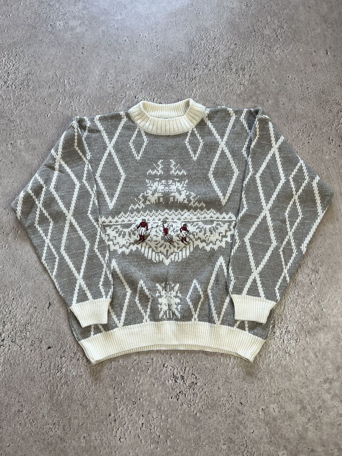 Homespun Knitwear RAPIDO SPIRIT Intarsia WINTER motive graphic SWEATER WOOL Size US L / EU 52-54 / 3 - 6 Thumbnail