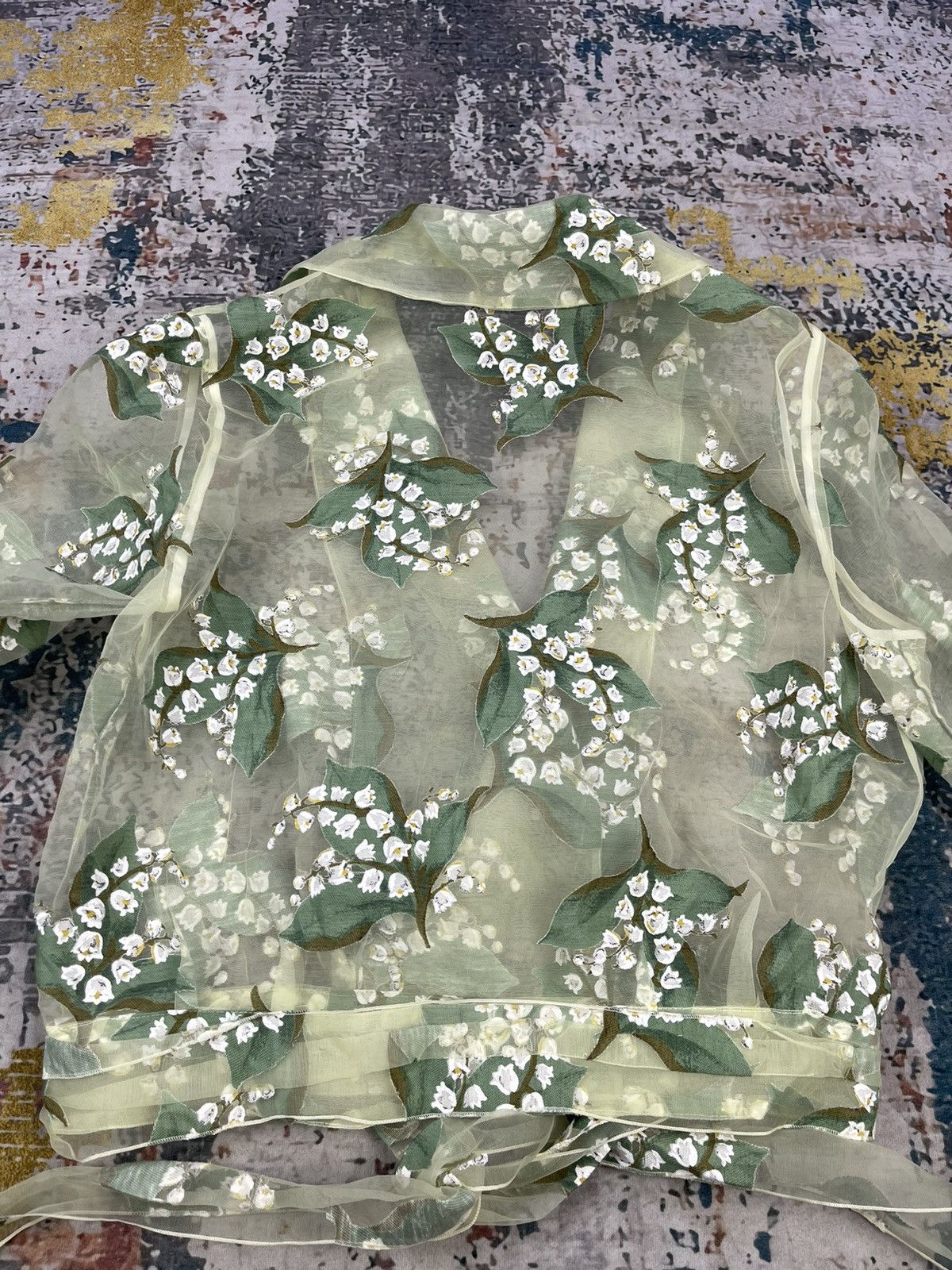 Japanese Brand Yuki Torii International Transparent Mesh Floral Blouses Size ONE SIZE - 10 Thumbnail