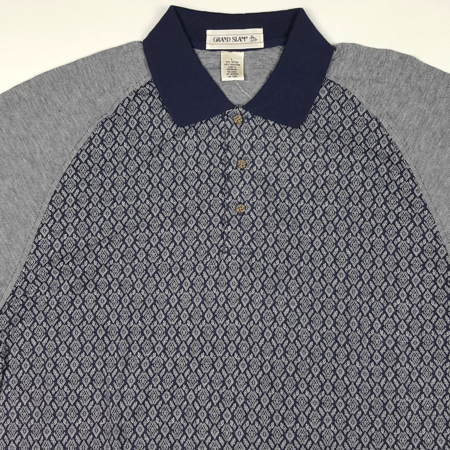 Vintage VTG 90s Grand Slam Men's Size XL Diamond Golf Tennis Surf Polo Shirt Vintage Collared Short Sleeve Polo Shirt Blue Size US L / EU 52-54 / 3 - 2 Thumbnail