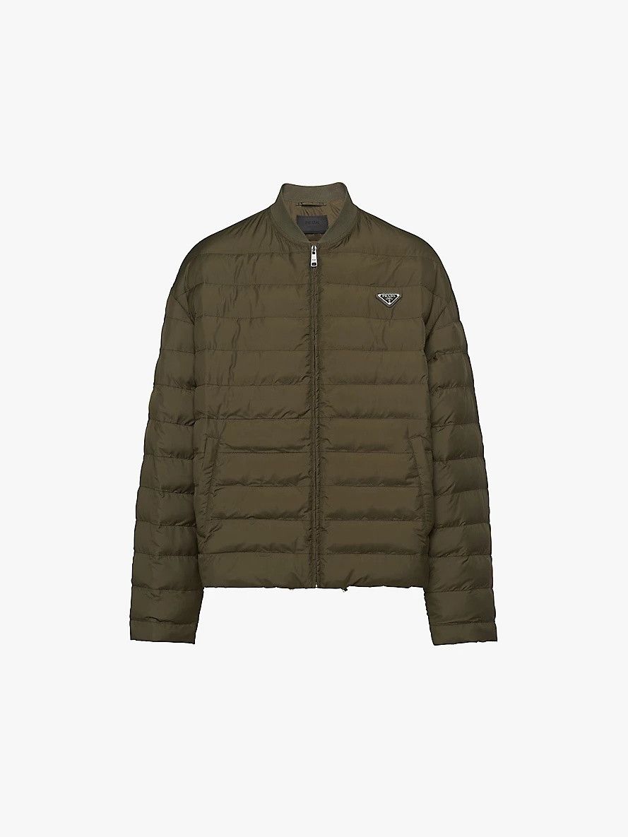 Prada o1bcso1str1025 Triangle-Logo Shell-Down Jacket in Green Size US L / EU 52-54 / 3 - 1 Thumbnail