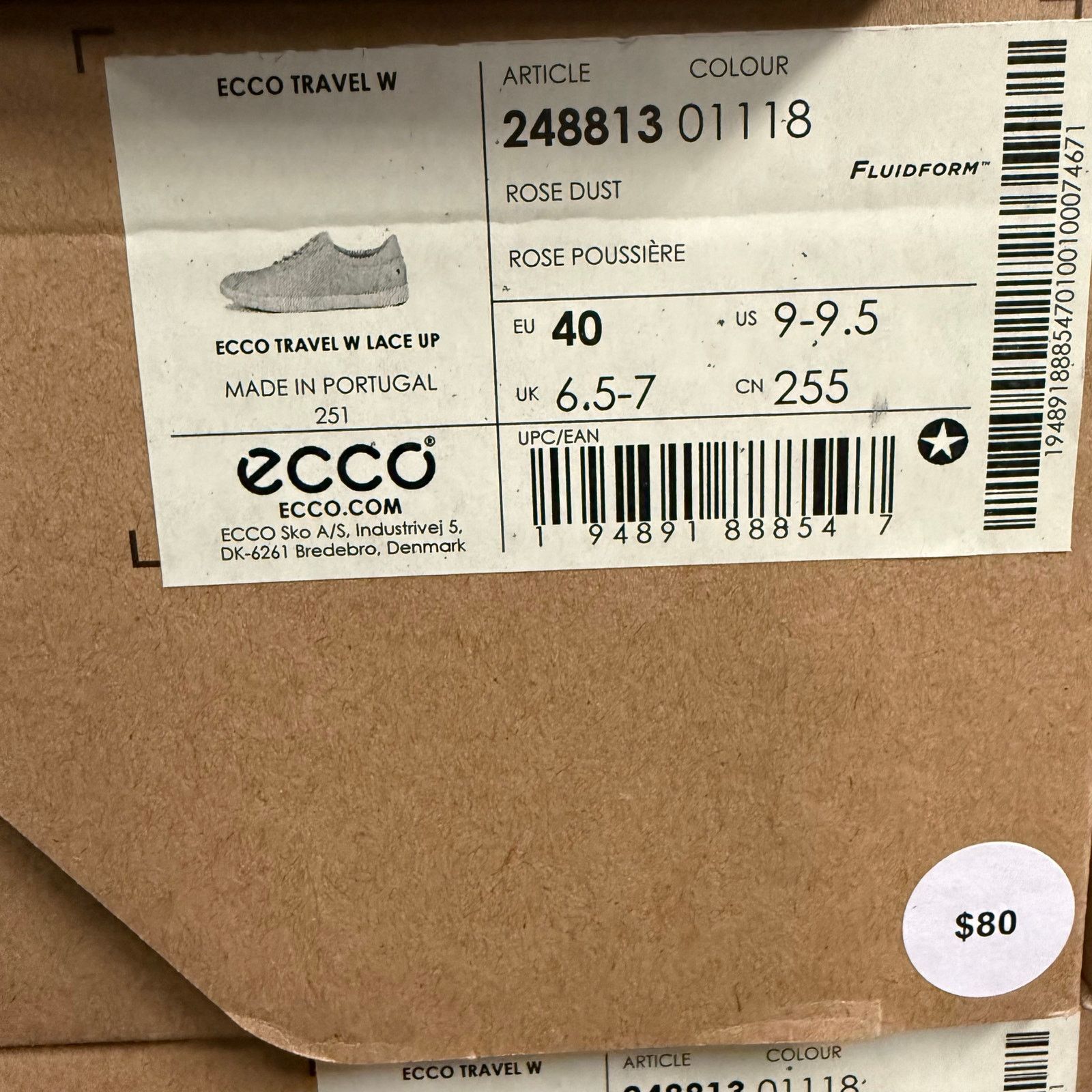 Ecco ECCO WOMEN'S 40 TRAVEL LACE UP SNEAKER ROSE DUST NIB 248813 Size US 9 / IT 39 - 6 Thumbnail