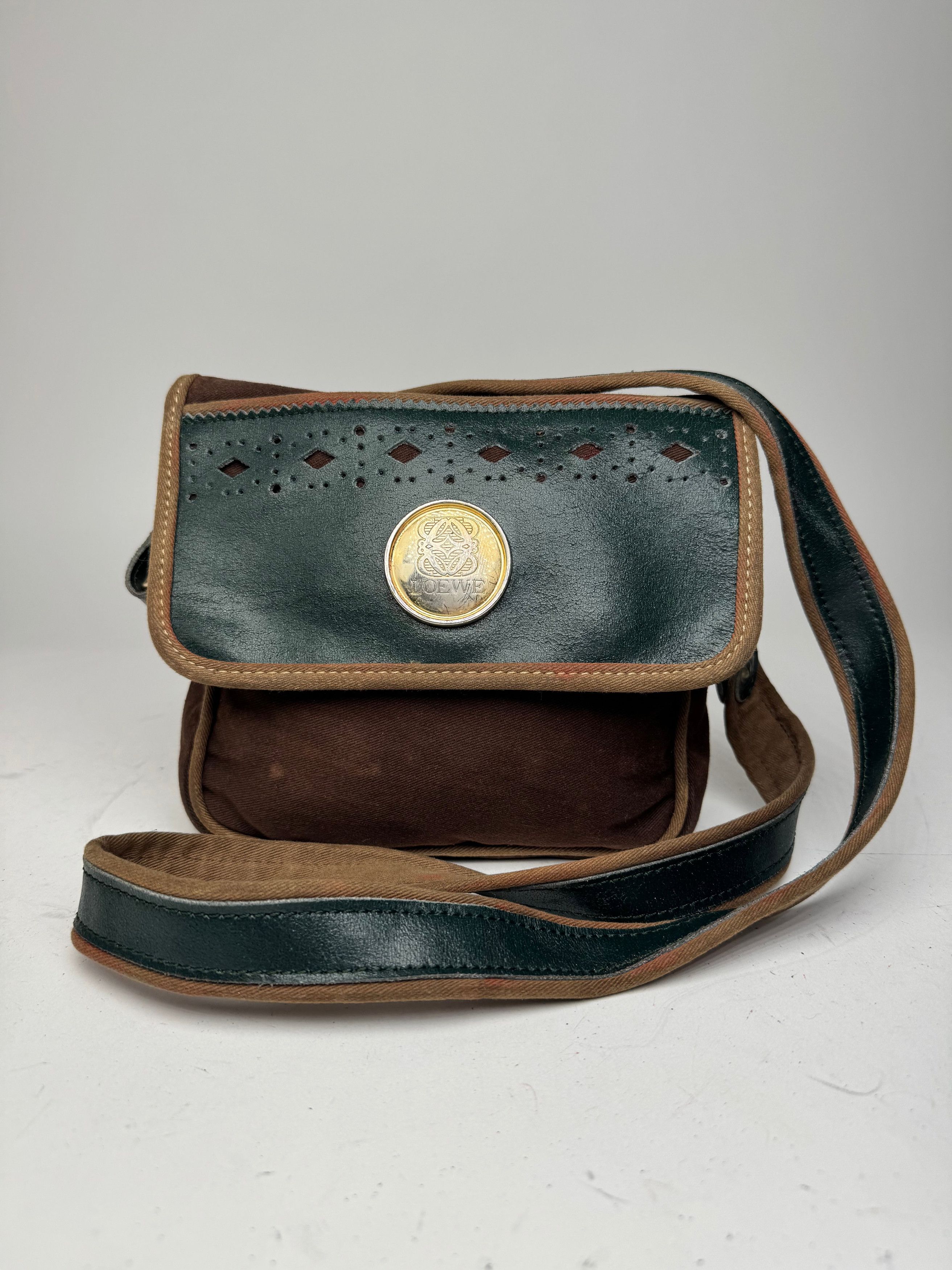 Loewe Vintage Madrid Canvas Leather bag green Brown Size ONE SIZE - 1 Thumbnail