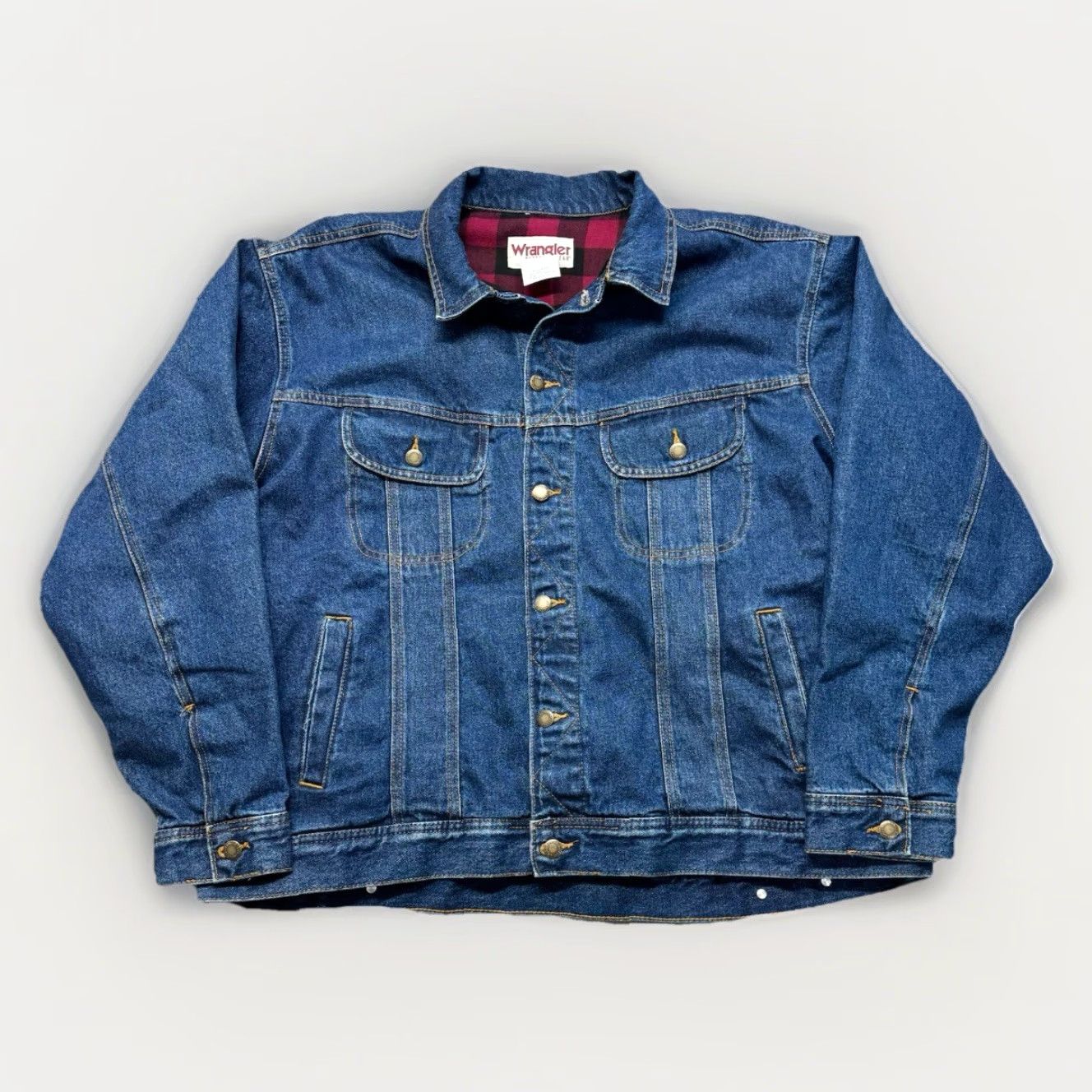Wrangler VINTAGE Wrangler Rugged Wear Denim Jacket Mens 2XL Blue Denim 80s Cowboy Jacket Size US 39 - 2 Thumbnail