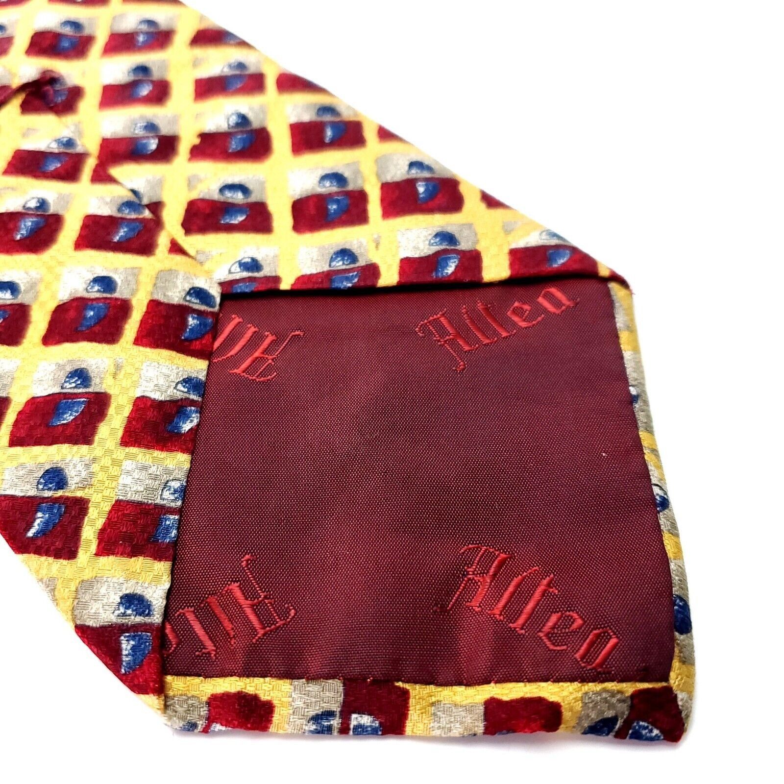 Vintage Altea Light Yellow Silk Tie Woven Geometric Knit Size ONE SIZE - 4 Thumbnail