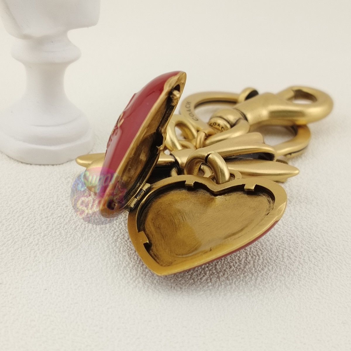 Coach Coach Bow Heart Locket Bag Charm Keychain Size ONE SIZE - 8 Thumbnail