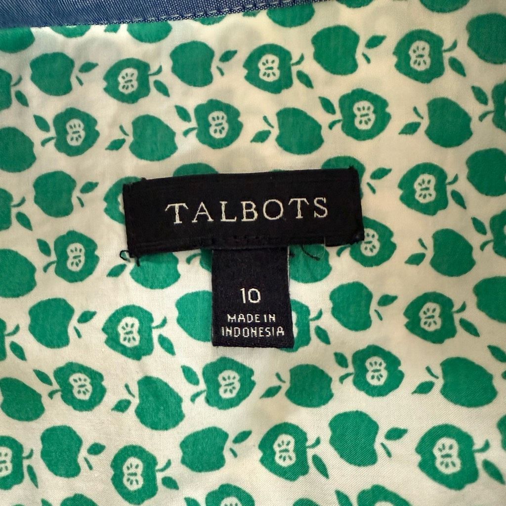 Other Talbots Green Apple Novelty Print 100% Cotton Half Button Po Size L / US 10 / IT 46 - 7 Thumbnail