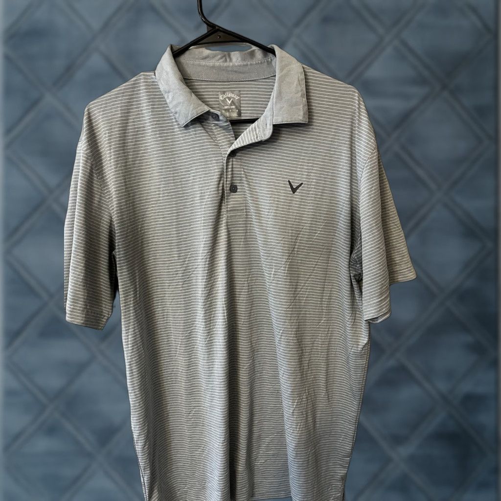Callaway Callaway Polo Shirt Gray Striped Opti Dri Fit Mens Short Sleeve Size L Size US L / EU 52-54 / 3 - 1 Thumbnail