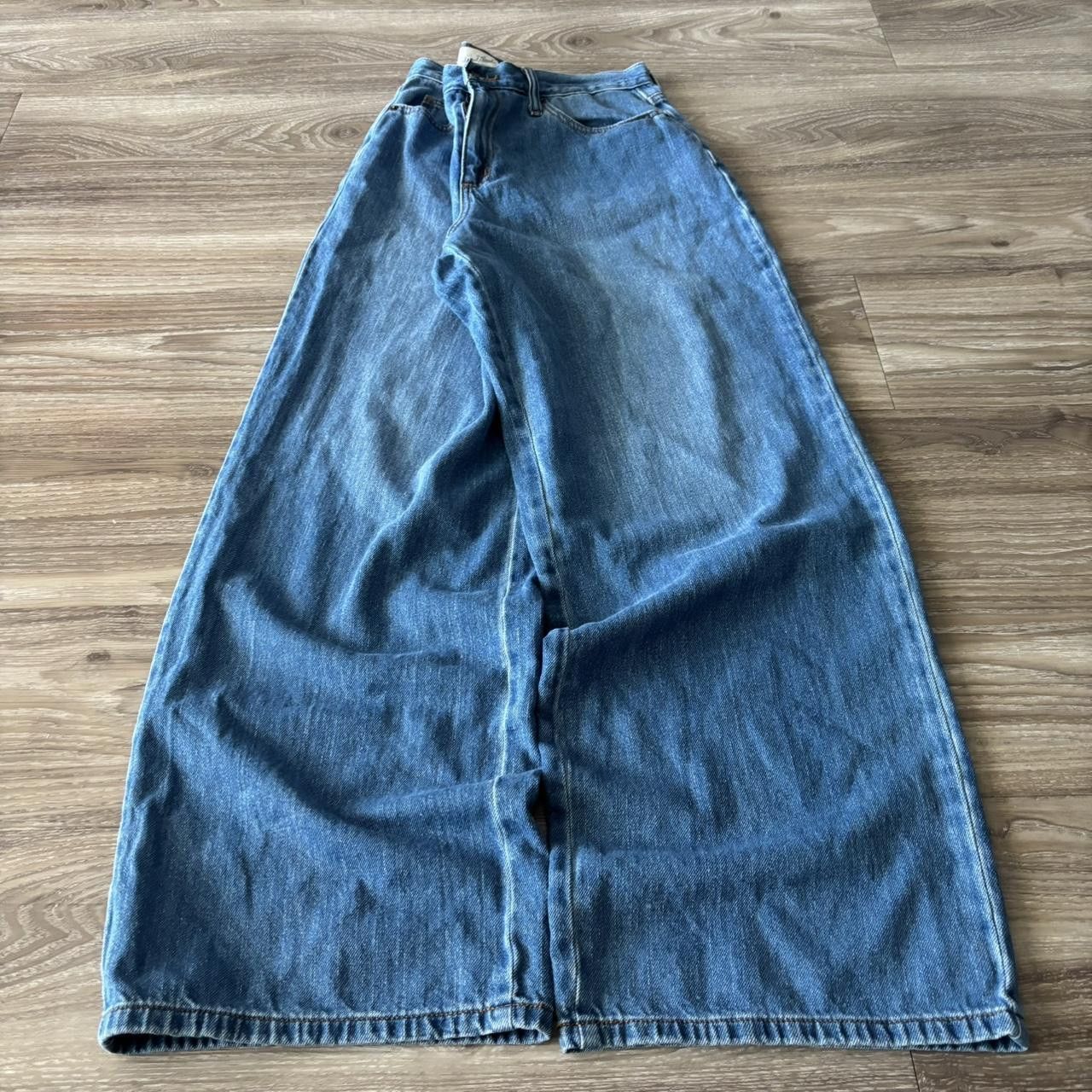 Japanese Brand Crazy Vintage Y2K/2000s Baggy Wide Leg Skater Style Denim Jeans! 33x32 Size US 33 - 3 Thumbnail