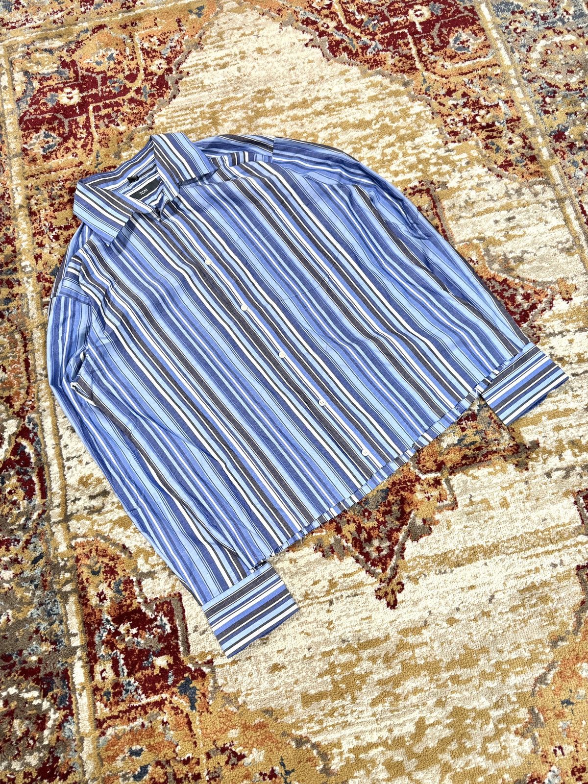 Japanese Brand ᶠᵃⁿᶜʸᵍᵘʸBOXY Trashed Shirt Vintage Cropped Button Up 90s 80 Size US M / EU 48-50 / 2 - 1 Thumbnail