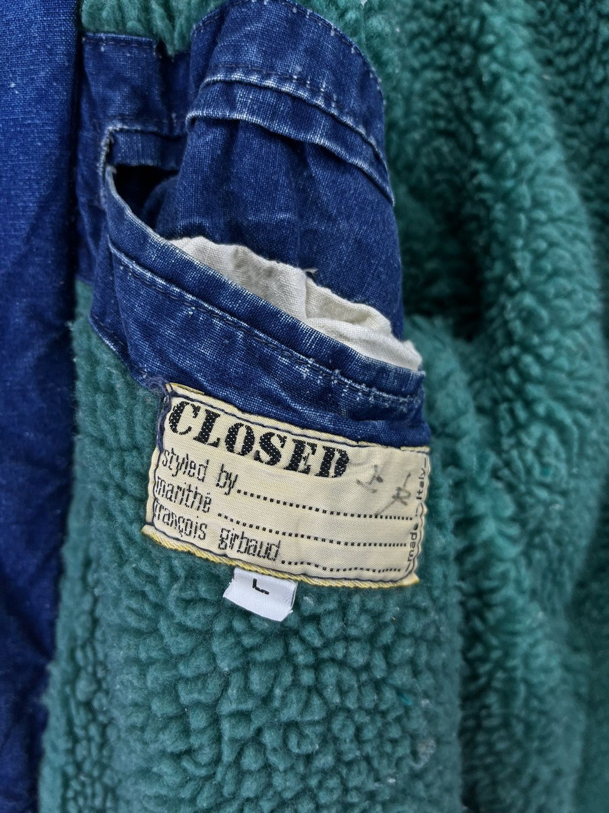 Marithe + Francois Girbaud Vintage Marithe Francois Girbaud Closed Sherpa Denim Jacket Size US L / EU 52-54 / 3 - 7 Thumbnail