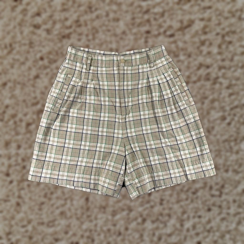Vintage VINTAGE Ki Ko Mo Shorts Womens 13 Beige Plaid 100% Cotton Pleated Front Zip Fly Bermuda Shorts Women Beige Plaid Cotton 13" Size 34" / US 12 / IT 48 - 1 Thumbnail