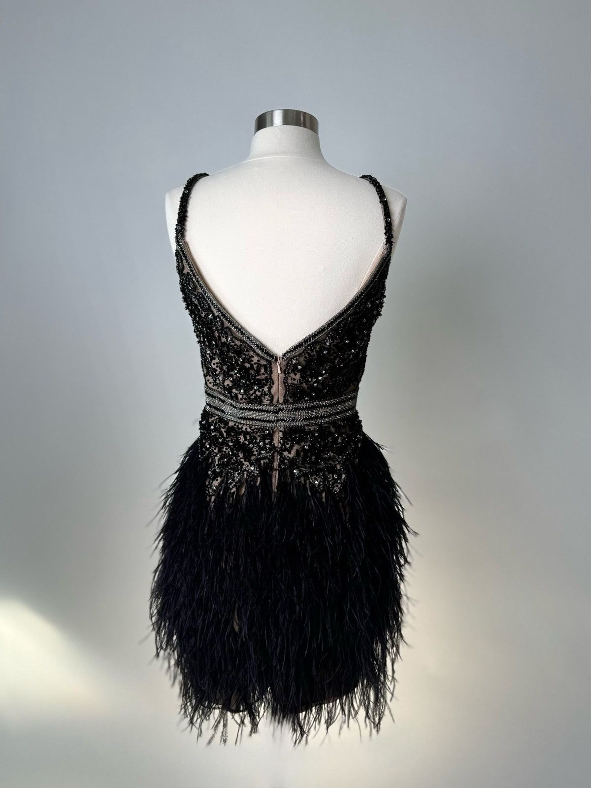Other Brand New US 8 Jovani Black Feather Mini Evening Dress Size M / US 6-8 / IT 42-44 - 5 Thumbnail