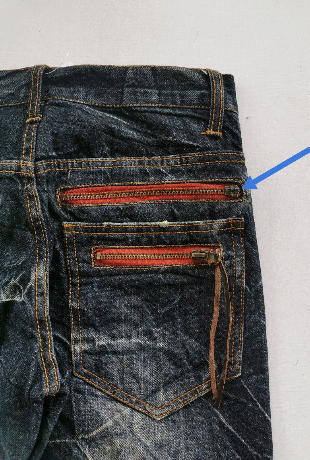 Japanese Brand Distressed Punk Zipper Studded Denim Jeans Size US 28 / EU 44 - 7 Thumbnail