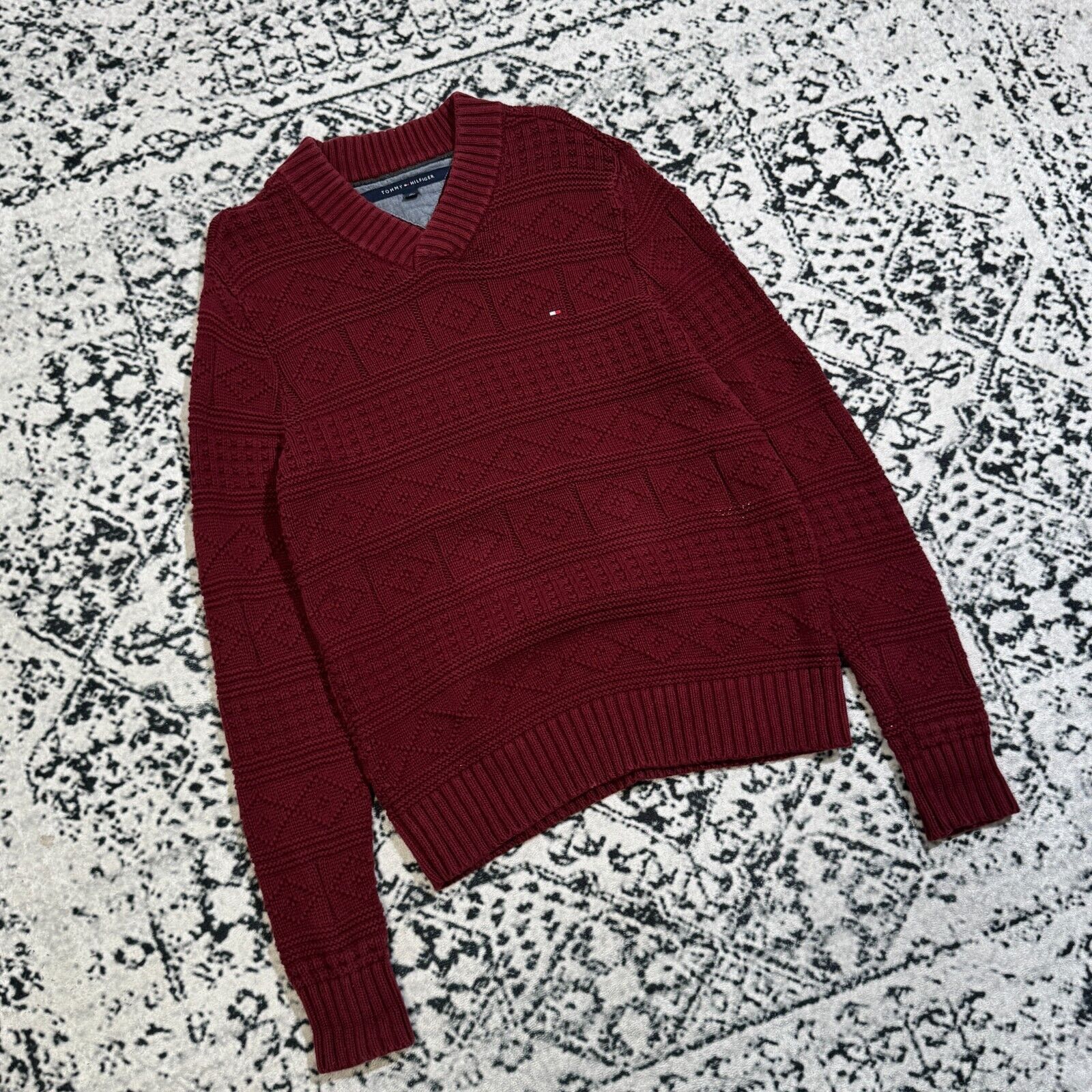 Tommy Hilfiger × Vintage Vintage Tommy Hilfiger Unisex Burgundy Sweater Size M 90s Size US M / EU 48-50 / 2 - 3 Thumbnail