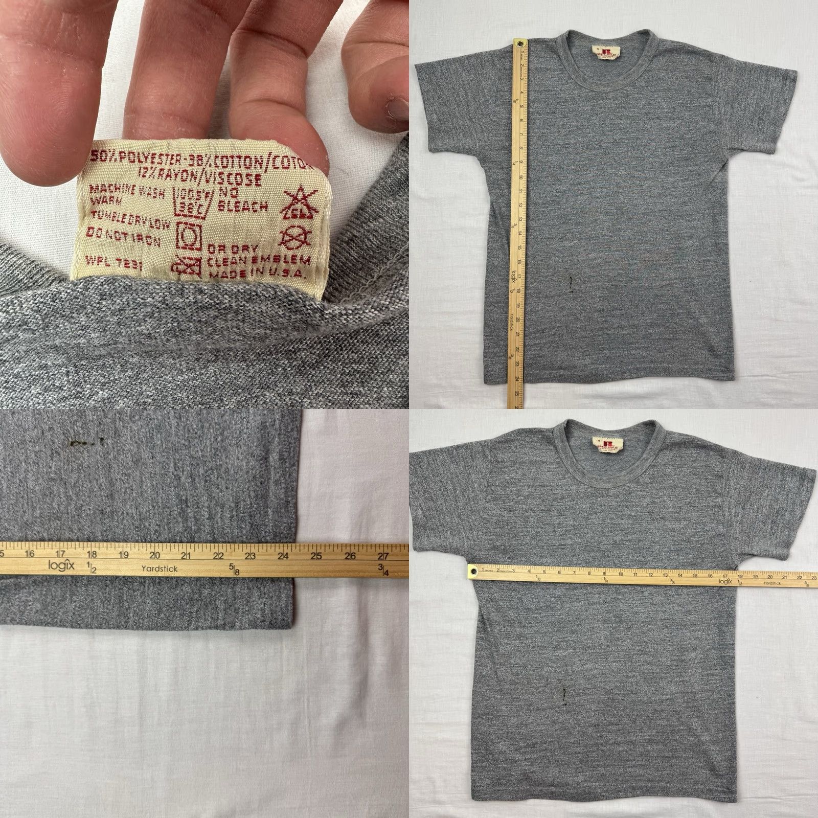 Russell Athletic VINTAGE Russell Athletic T Shirt Adult M Heather Gray Tri Blend USA 70s Hipster Mens Size US M / EU 48-50 / 2 - 8 Thumbnail