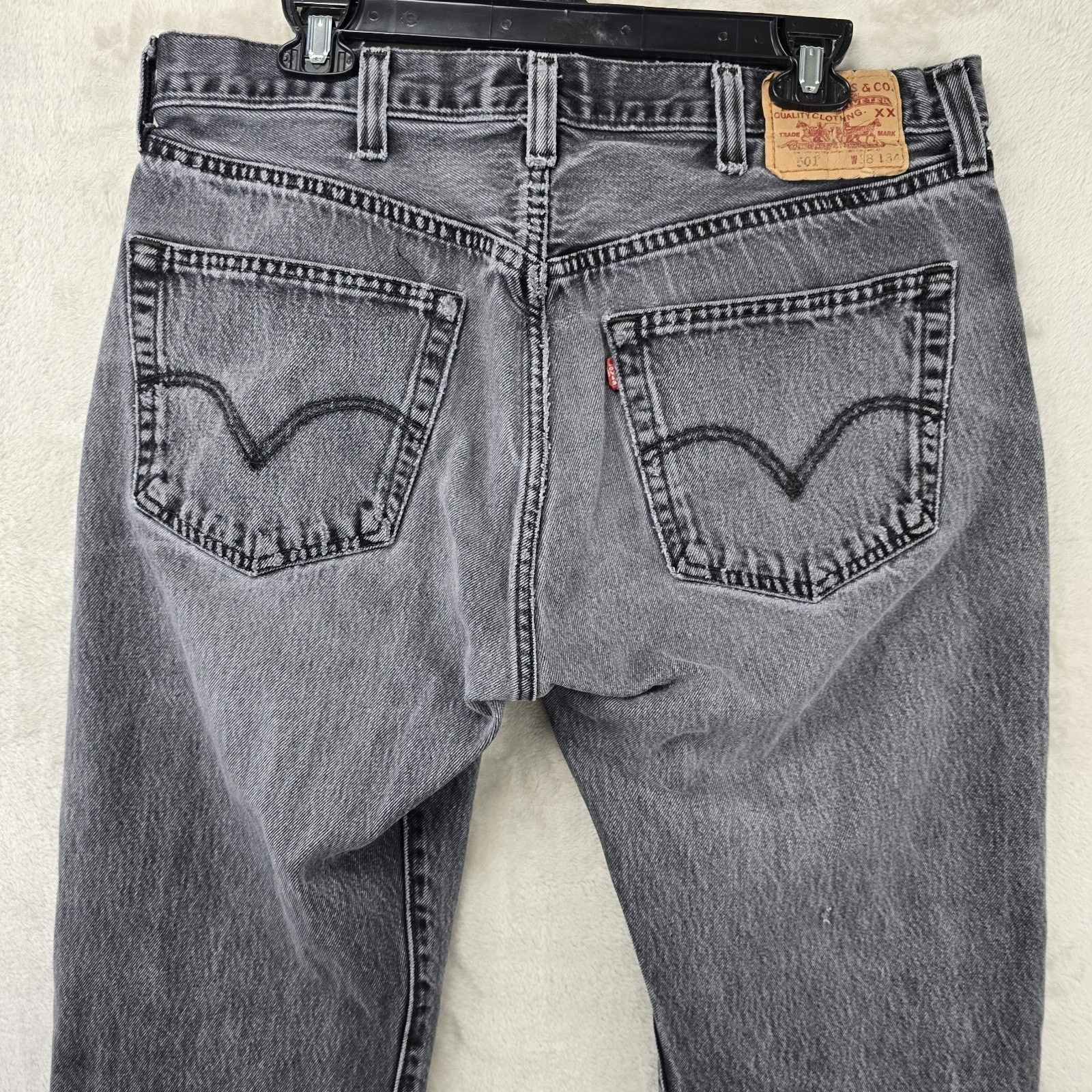 Levi's Levis 501 Jeans Mens 38x34 (Fits 34x30) Black Distressed Y2K Size US 34 / EU 50 - 11 Thumbnail