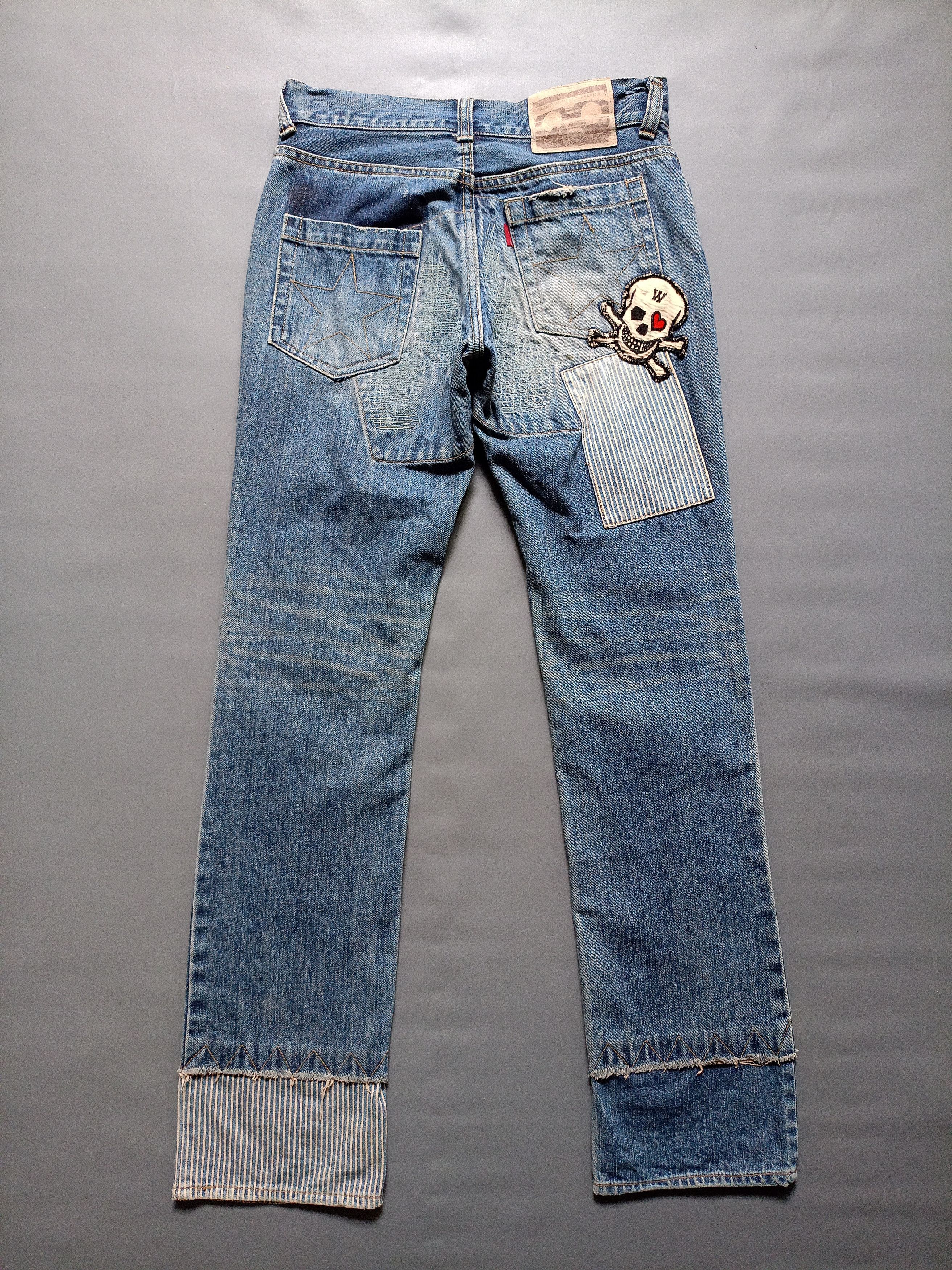 Japanese Brand 2000s WWL EVERDAY WEAR PATCHWORK DENIM PANTS Size US 27 - 2 Thumbnail