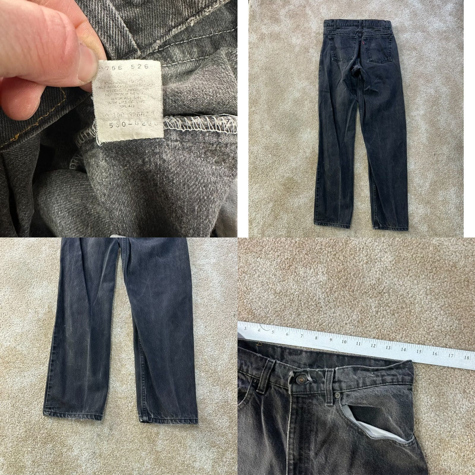 Levi's vintage Levi's 550 Jeans Men's 31x32 Black Denim USA Made Relaxed Straight 5-Pocket Distressed Logo Belt Loops Button Zipper Size US 31 - 8 Thumbnail