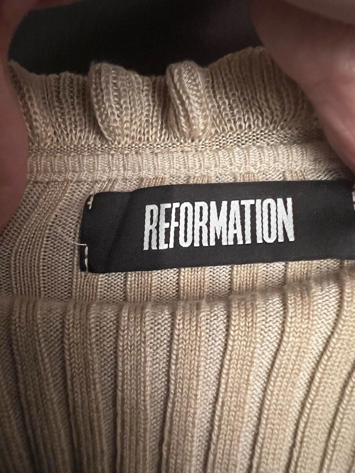 Designer Reformation Women's Beige Ribbed Knit Long Sleeve Crop Top Size S / US 4 / IT 40 - 2 Thumbnail