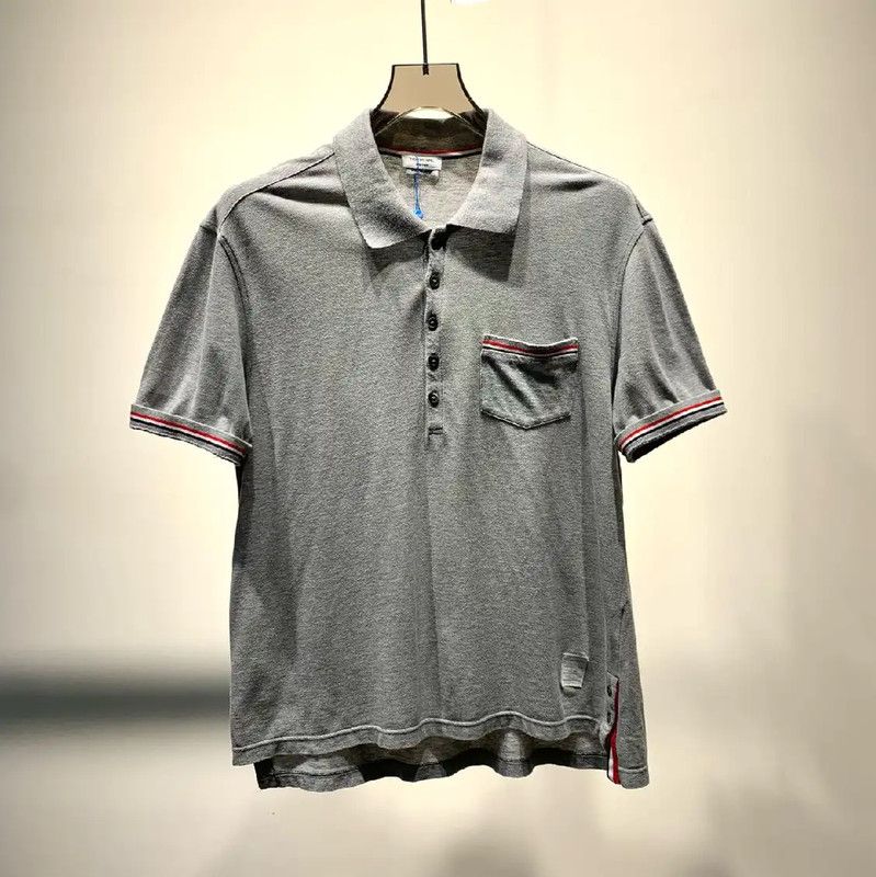 Thom Browne Thom Browne Gray Cotton Men's Polo Shirt 0089 Size US M / EU 48-50 / 2 - 1 Thumbnail