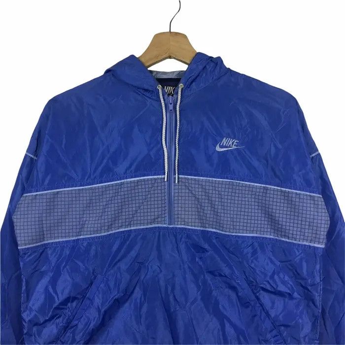 Nike Vtg 90' NIKE SWOOSH JAPAN Blue Windbreaker Hoodie Jacket Size US M / EU 48-50 / 2 - 2 Thumbnail