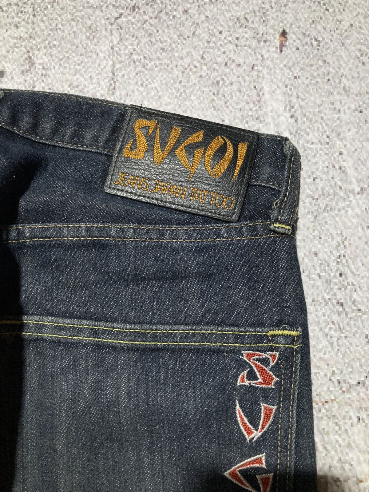 Japanese Brand 2000s Sugoi Tatto Embroidery Dragon Tiger Denim Jeans Size US 29 - 5 Thumbnail