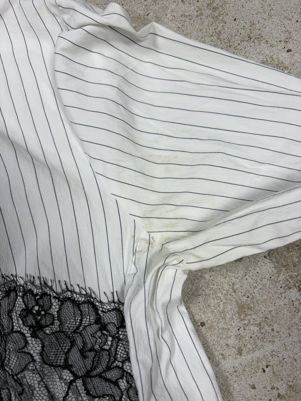 Vintage 2000s Dolce & Gabbana Striped Shirt Lace Bra