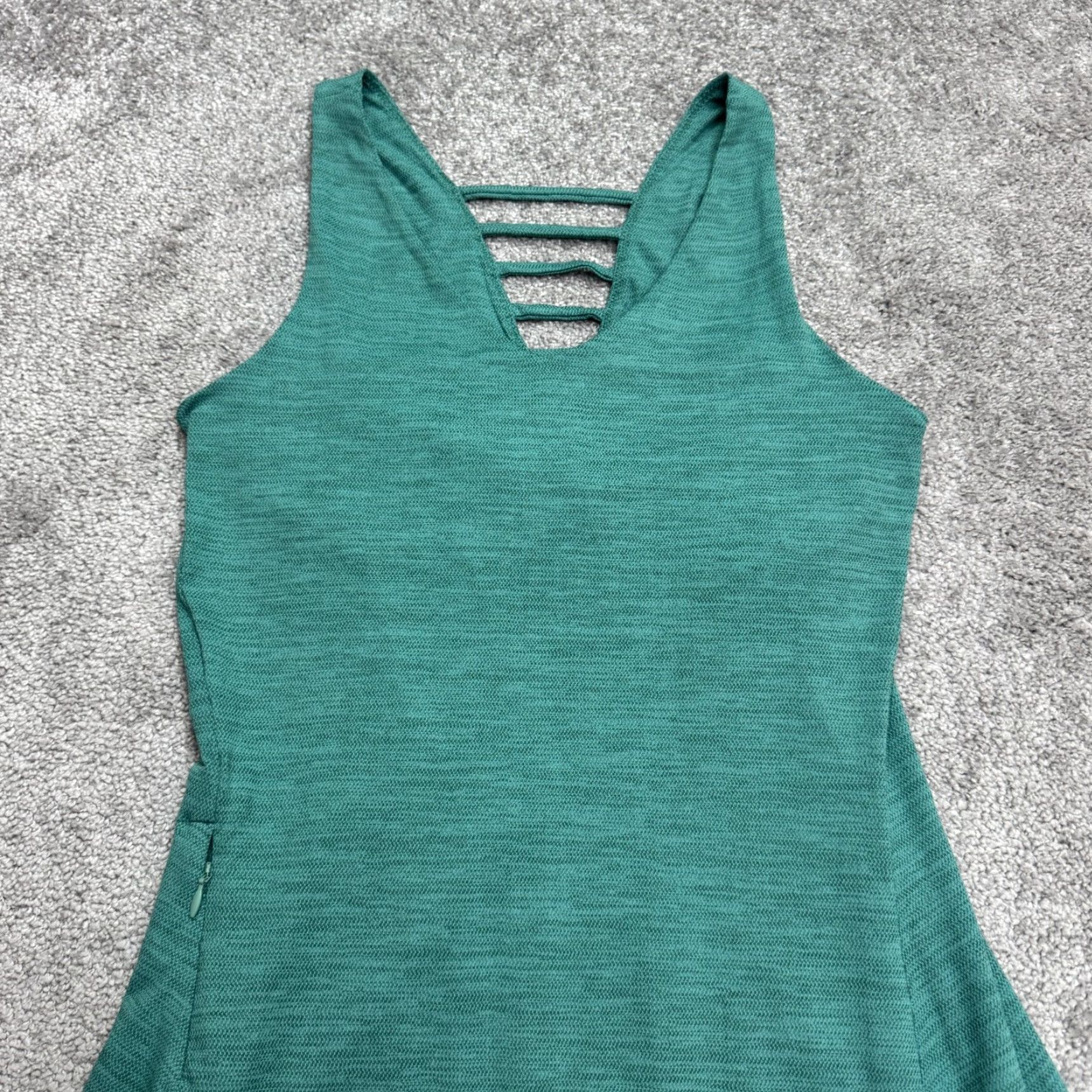 Toad&Co Toad&Co Tech Tomboy A-Line Tank Dress Women M Green Sleeveless Zip Pocket V-Neck Casual Knit Lightweight Pockets Solid Short Dress Size M / US 6-8 / IT 42-44 - 5 Thumbnail