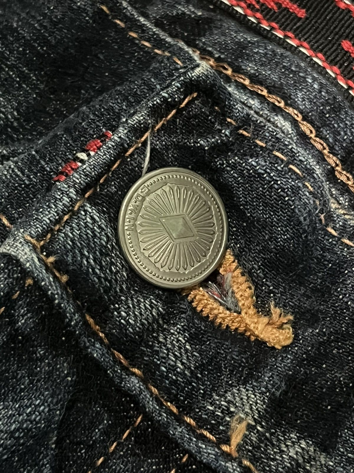Edwin ⚡️Baggy⚡️Edwin Exclusive Vintage XV Distressed Dark Wash Jeans Size US 36 / EU 52 - 5 Thumbnail