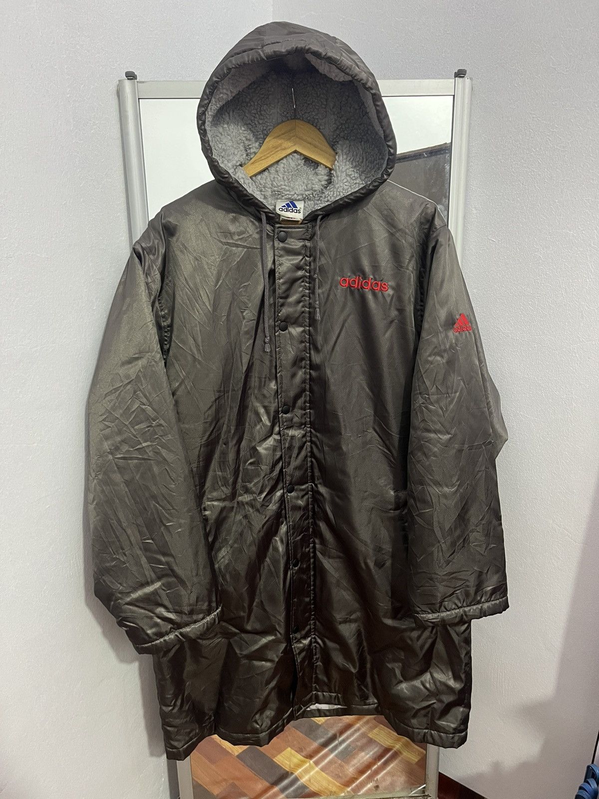 Adidas Vintage Y2K Adidas Sherpa Lined Hooded Parka Coat Size US L / EU 52-54 / 3 - 1 Thumbnail
