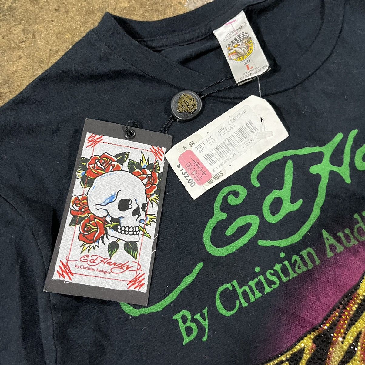 Ed Hardy × Vintage Crazy Ed Hardy Vintage Y2K Tiger Grunge Goth Tee Shirt NWT Size US L / EU 52-54 / 3 - 6 Thumbnail
